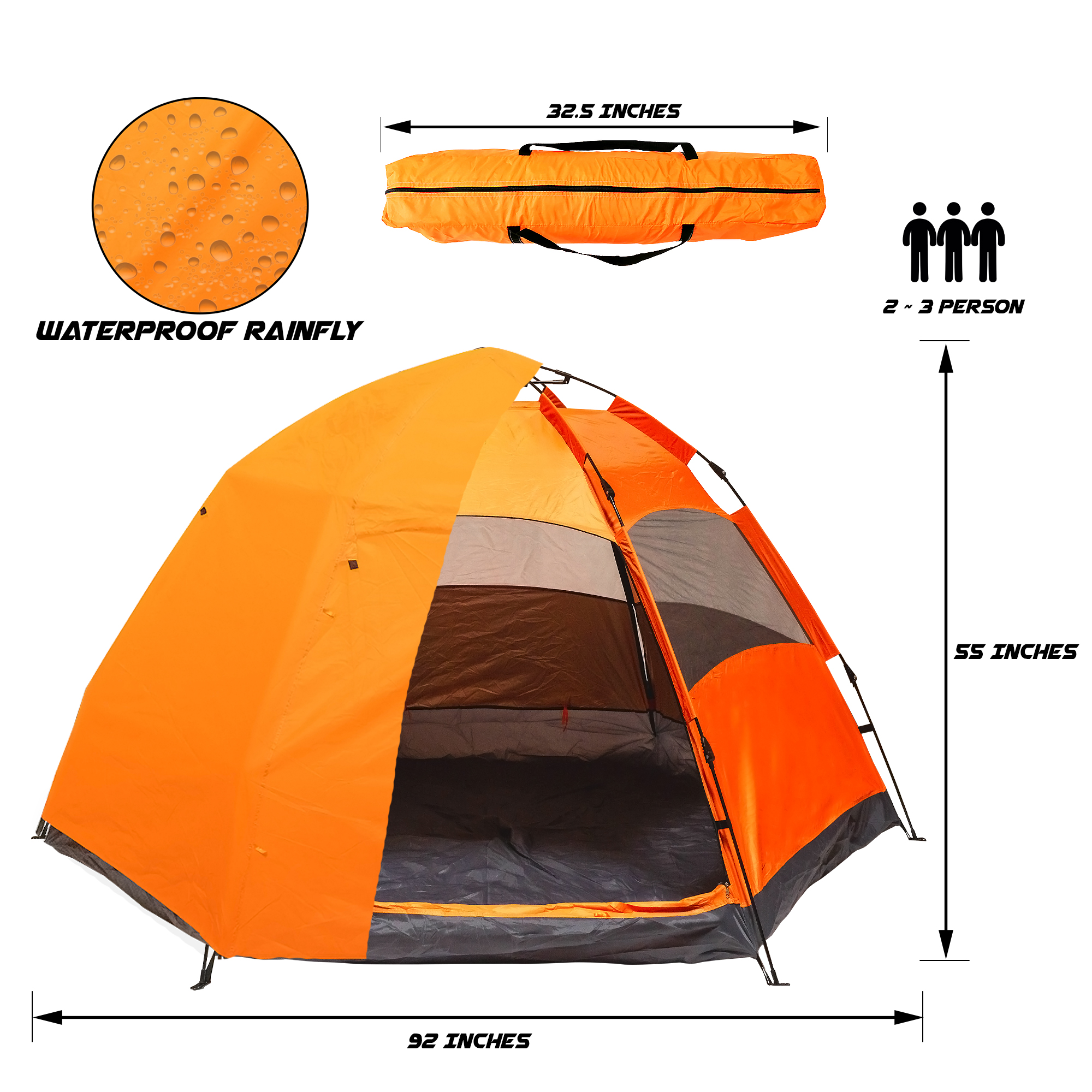 Cynetus 2-3 Person Camping Tent Lightweight Waterproof Automatic Pop Up Beach Tent