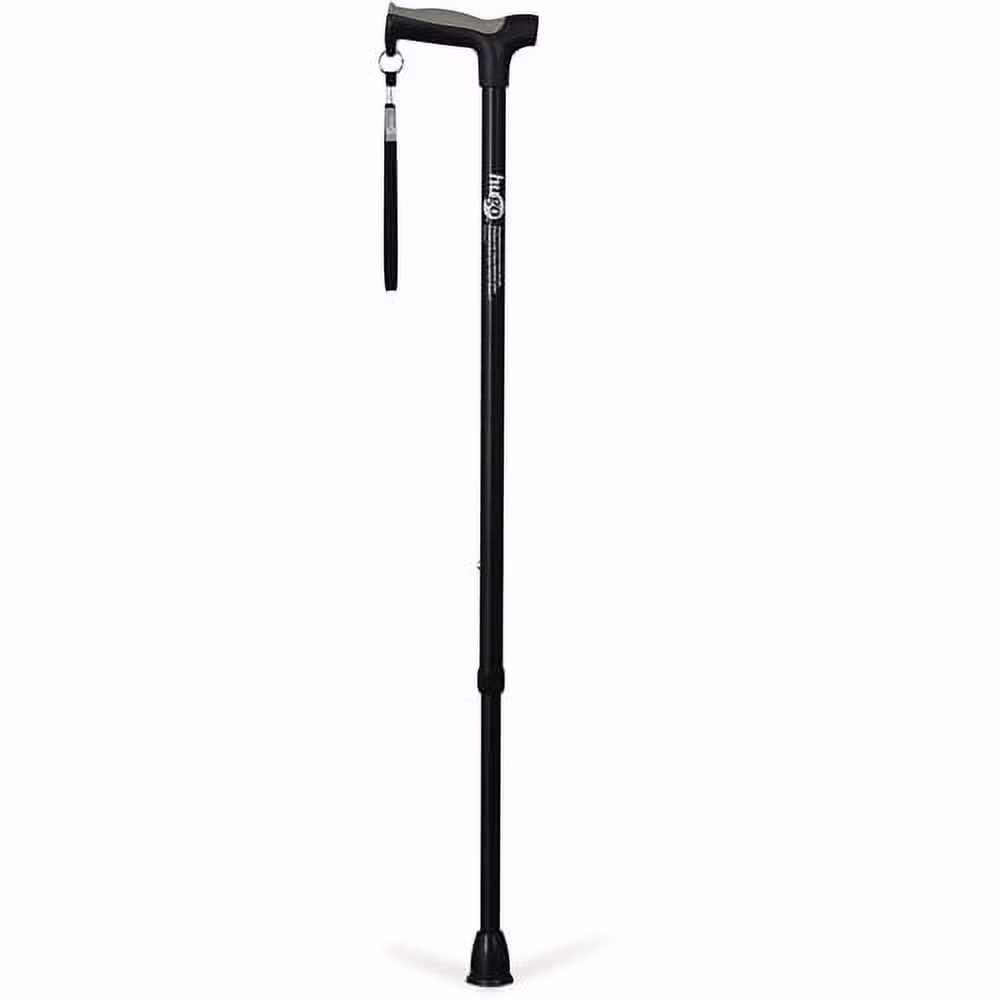 Hugo Adjustable Derby Handle Cane with Reflective Strap, Ebony