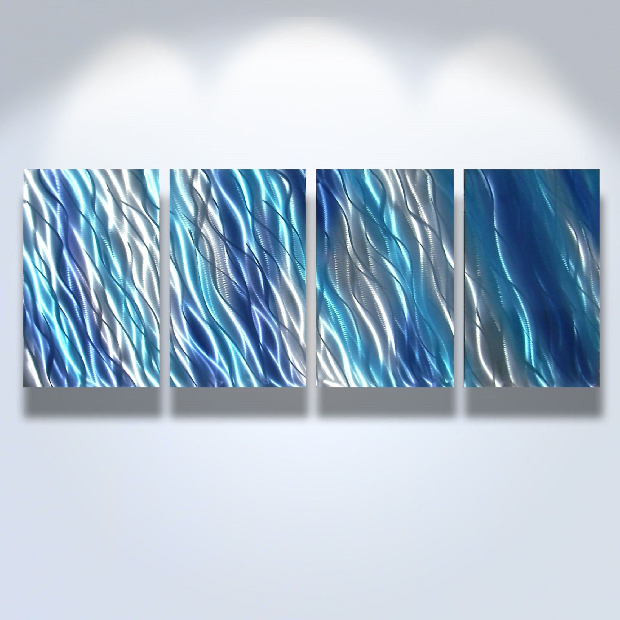 Reef Blue- Abstract Wavy Metal Wall Art Modern Décor Indoor or Outdoor By Miles Shay