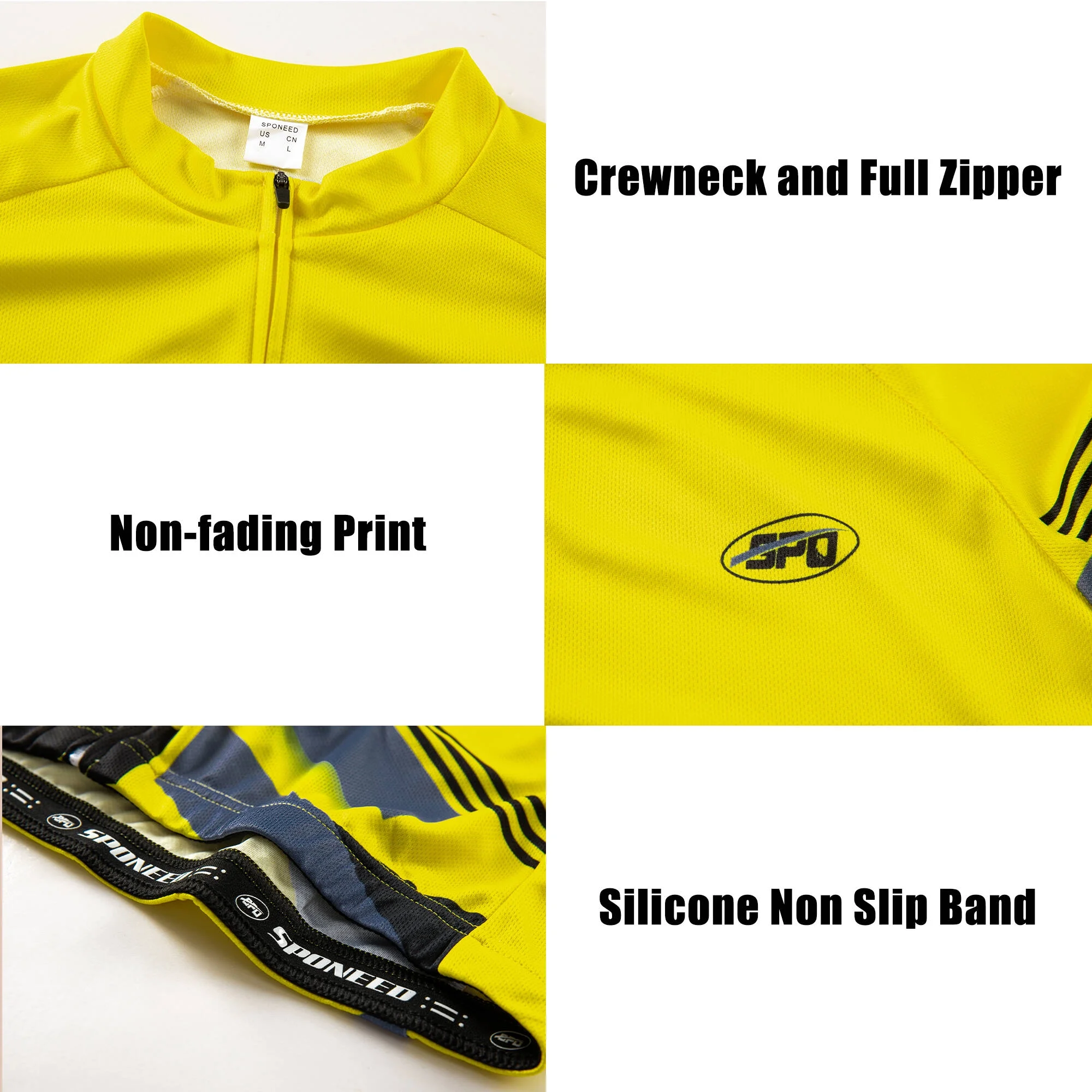 Sponeed Bike Jersey Mens Winter Clothing Long Sleeve Suit Cycling Shirts MTB Pants Yellow M