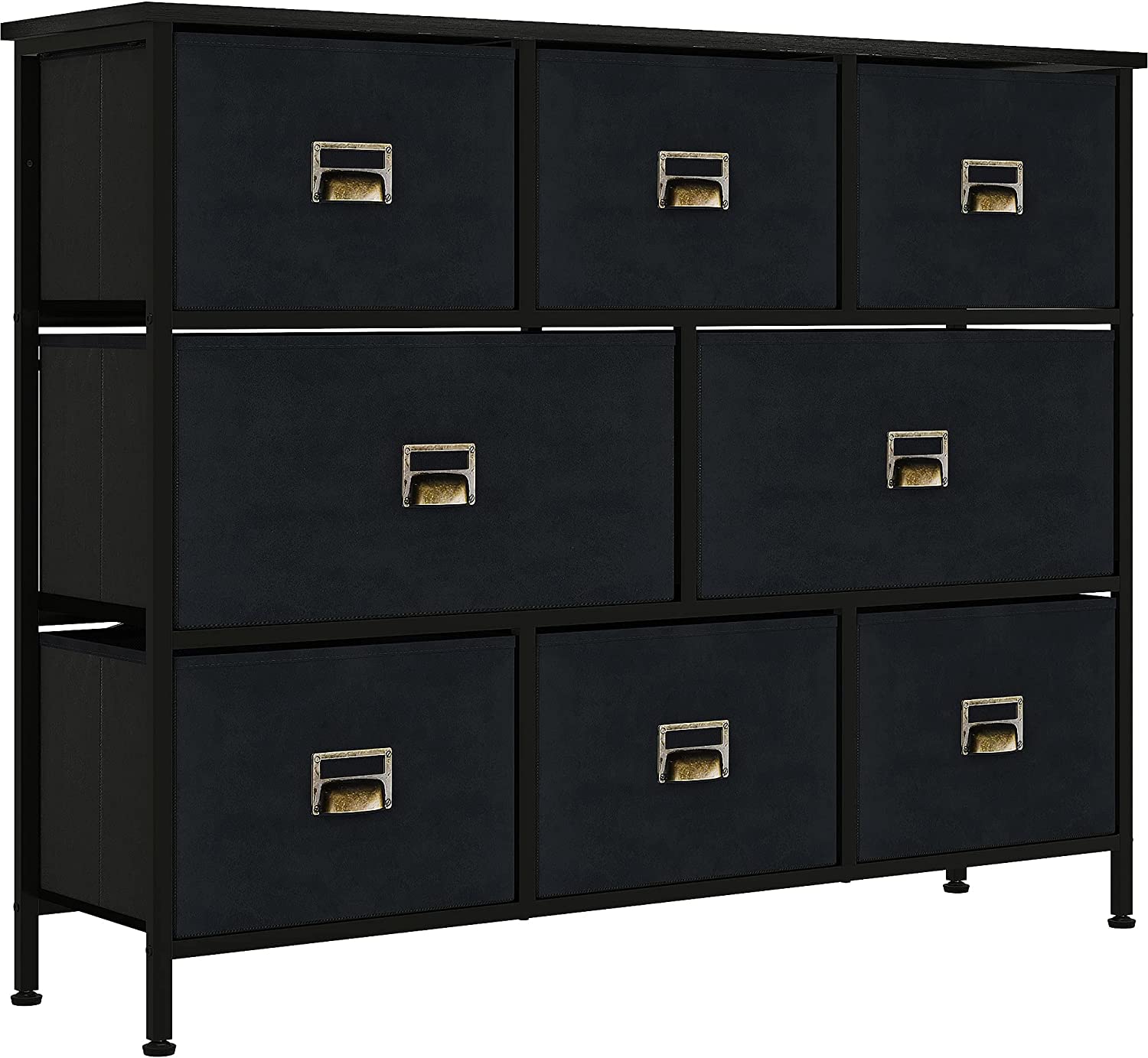 Dresser with 8 Drawers - Furniture Storage Tower, Organizer Unit for Bedroom, Living Room, Hallway, Closets & Nursery - Sturdy Steel Frame, Wooden Top & Easy Pull Fabric Bins (Chocolate)