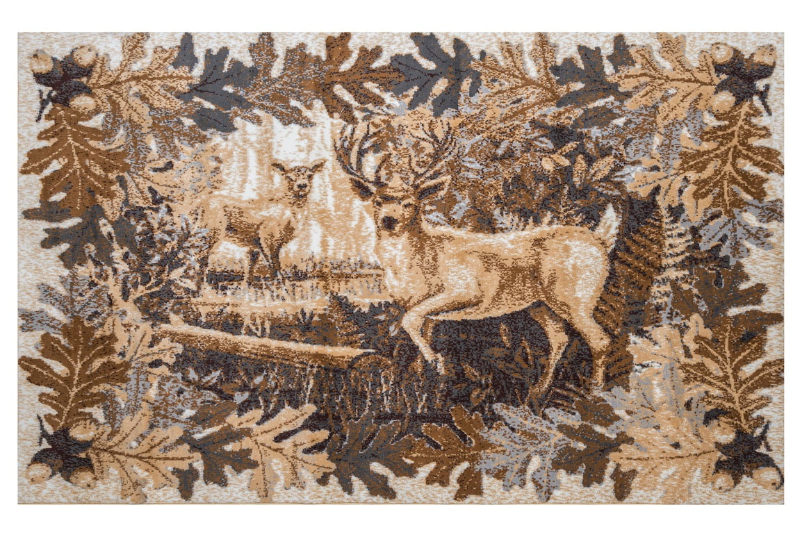 Furnish My Place Indoor Cabin Lodge Rug with Jute Backing - 2 ft. x 4 ft., Multicolor, Exotic Reindeer, Area Rug for Living Room, Bedroom, Hallway