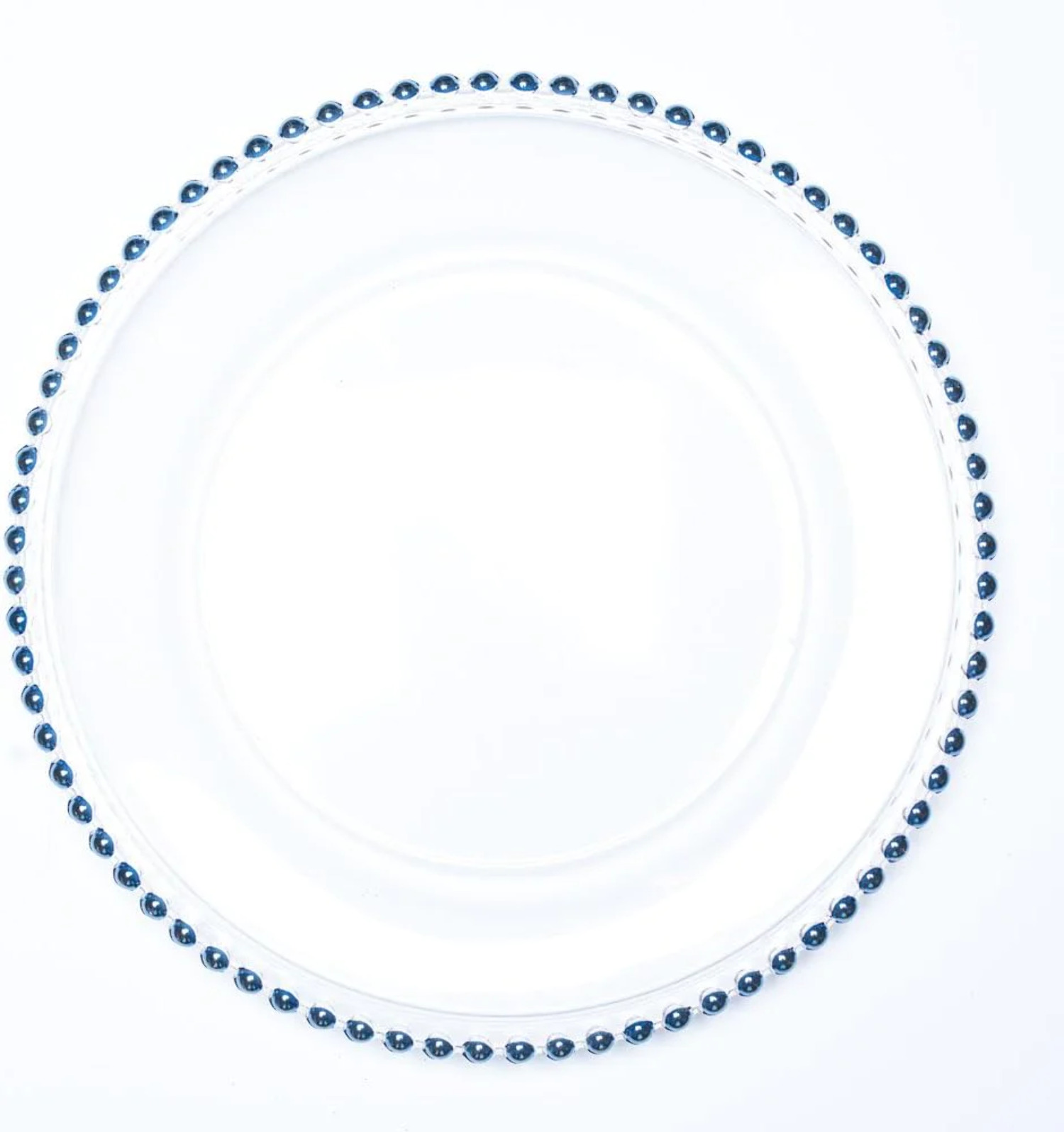 8 Pack | Blue Beaded Clear Glass Charger Plates