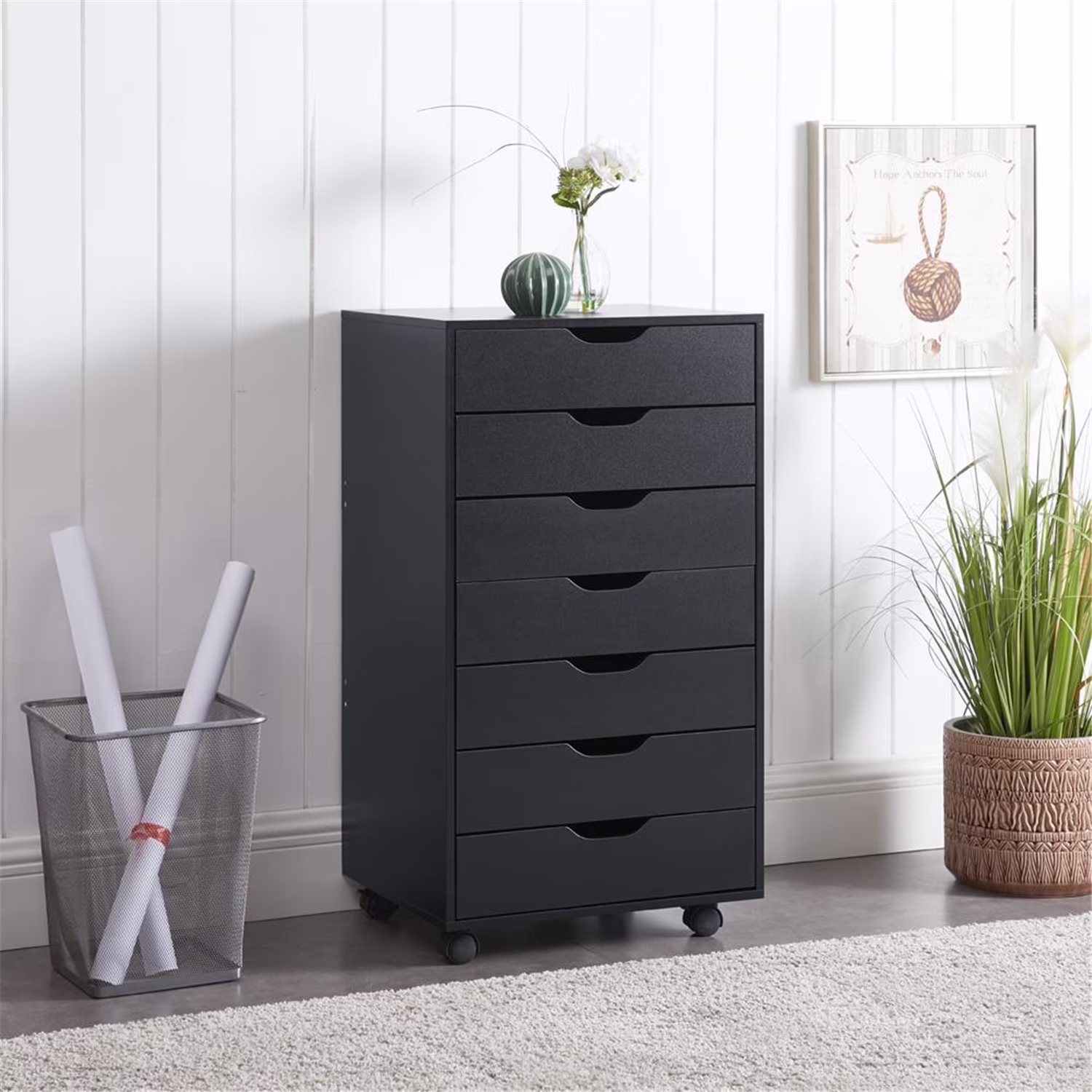 Drawer Storage Cabinet by Naomi Home-Color:Black,Size:7 Drawer