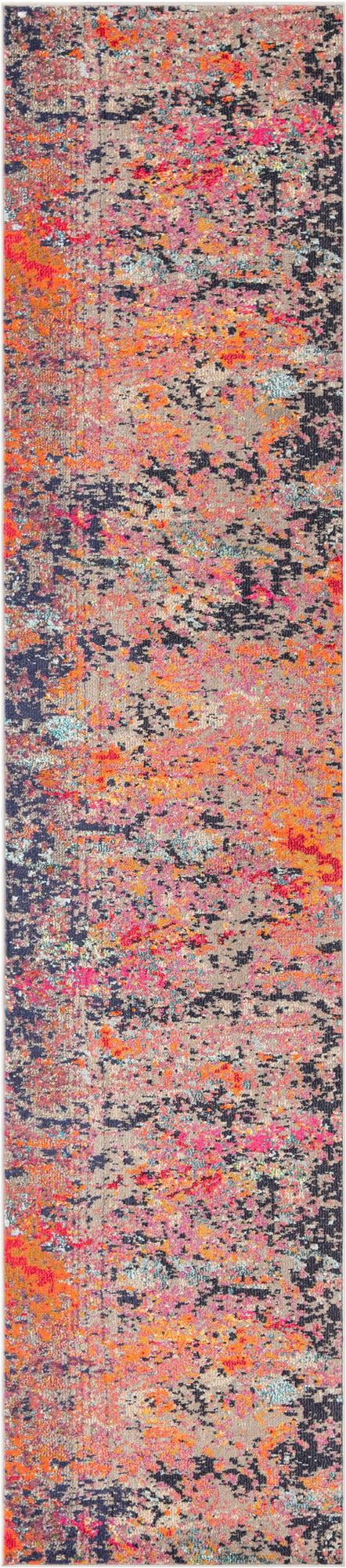 Rugs.com Vivid Collection Rug – 12 Ft Runner Multi Medium-Pile Rug Perfect For Hallways, Entryways