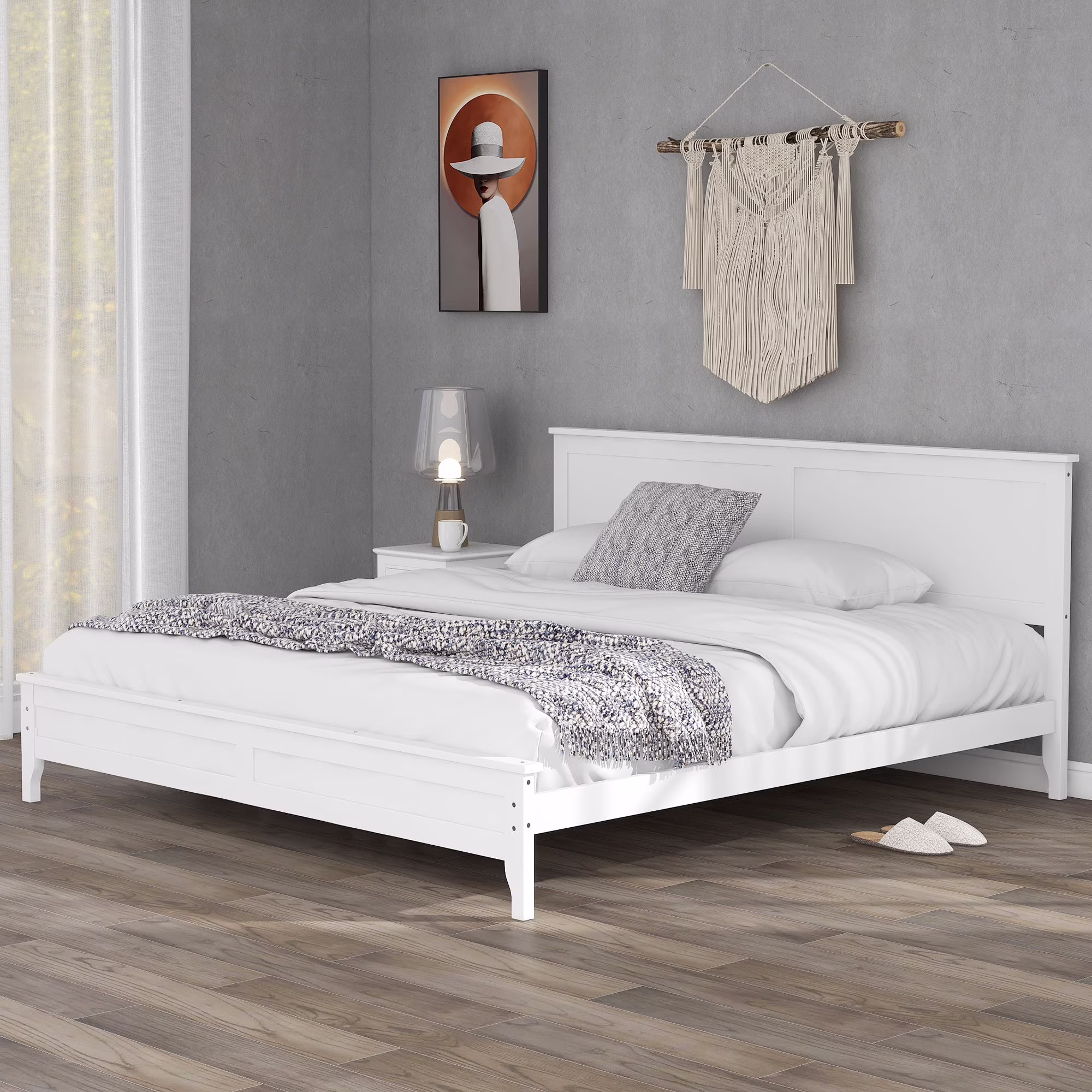 Modern  Solid Wood King Platform Bed