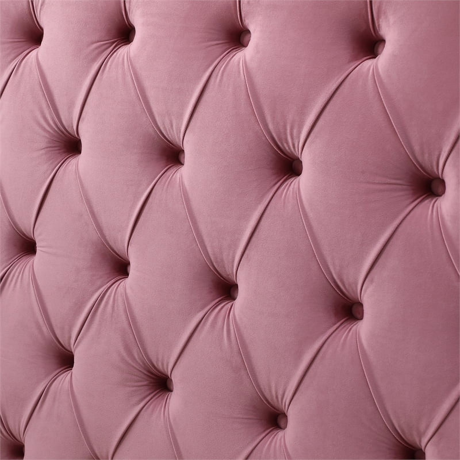 Better Home Products Sophia Velvet Queen Bed with Silver Metal Frame in Pink