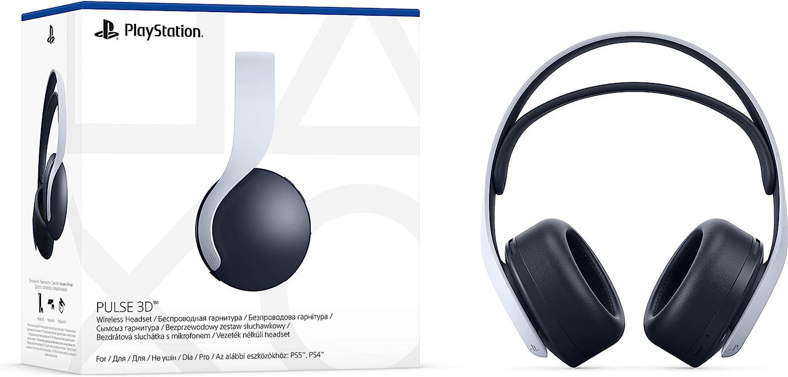 Pre-Owned Play Station Pulse 3D Wireless White Headset With 10Foot Bolt Axtion Cable Bundle (Refurbished: Like New)
