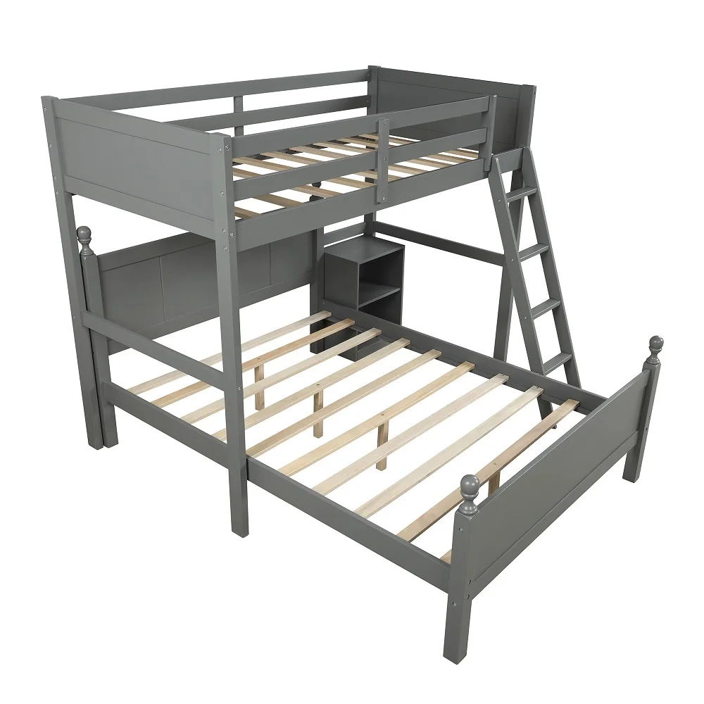 Twin-Over-Full Loft Bed with a Cabinet Can be Separated into 2 Beds No Box Springs Required