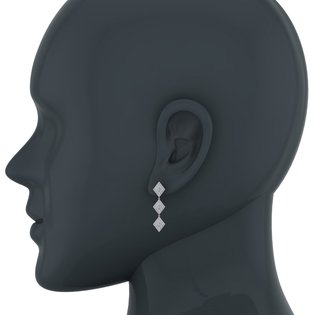 14K White Gold Kite Diamond Chandelier Earrings Waterfall Style (J,I1)