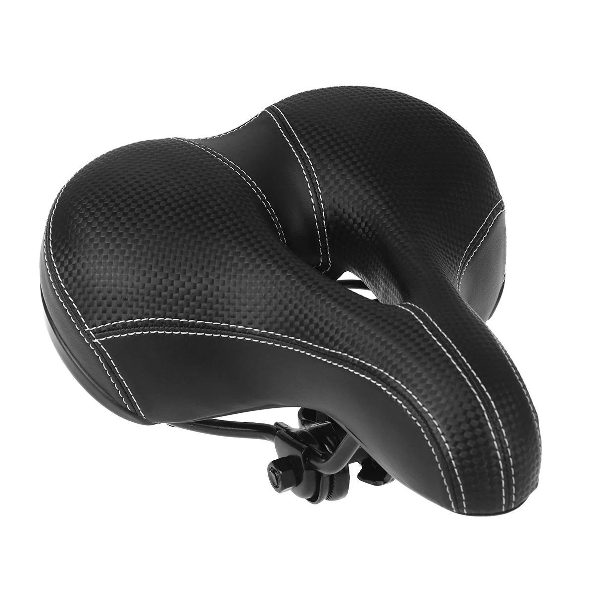 Comfort Saddle Wide Bike Cushion Seat With Waterproof Cover (Black)