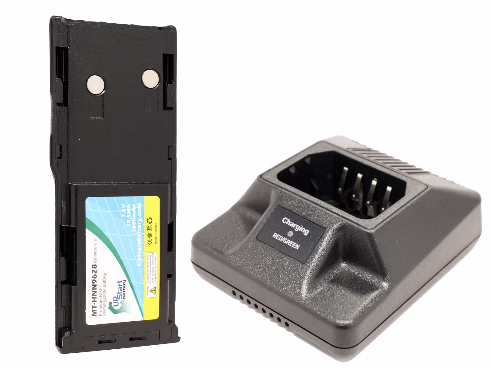 HNN9628 Battery and Charger for Motorola GP300, CP450, WPNN4044AR, Radius GP300, GTX Two-Way Radio (1800mAh, 7.5V, NI-MH)