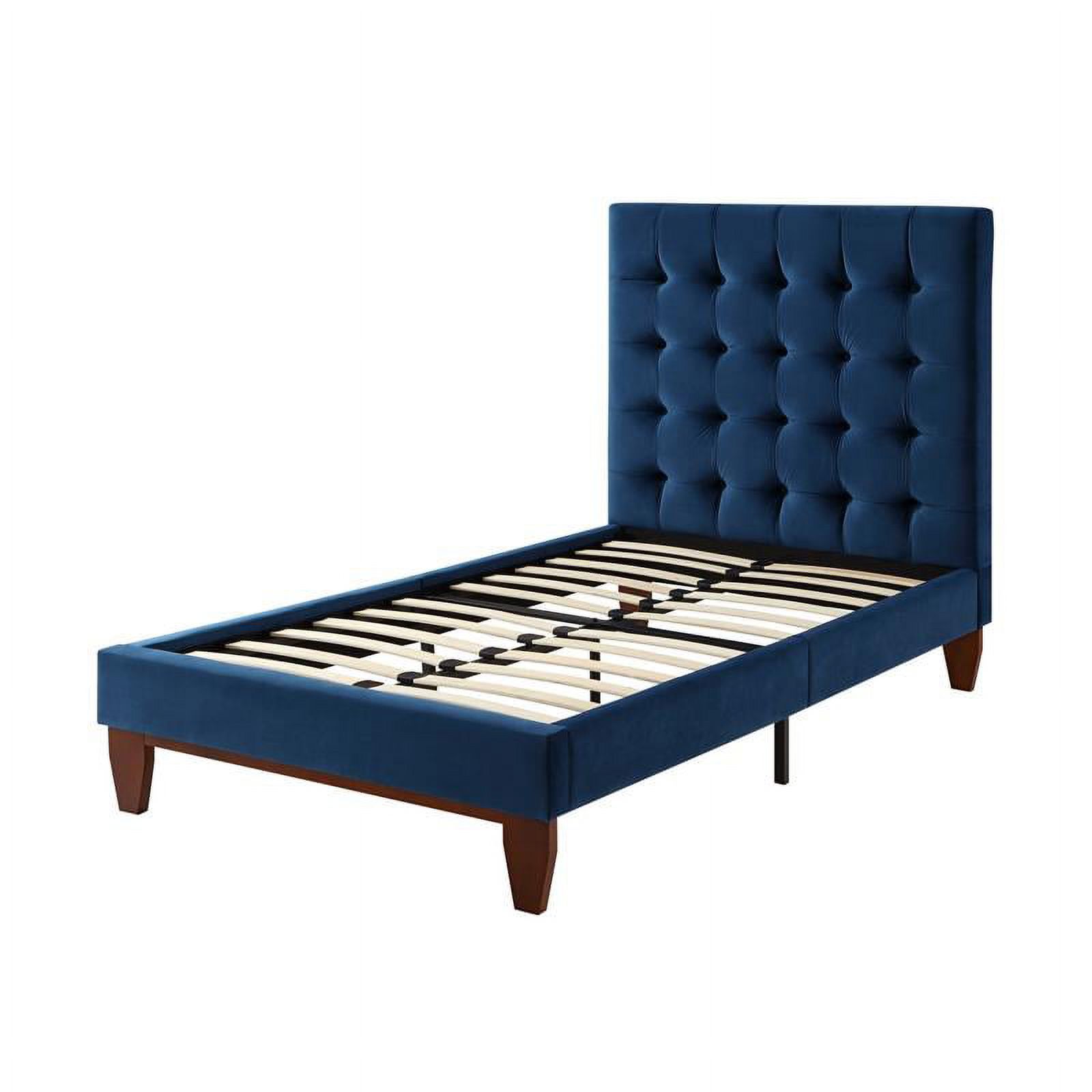 Blake Beds Navy Velvet Twin Button Tufted