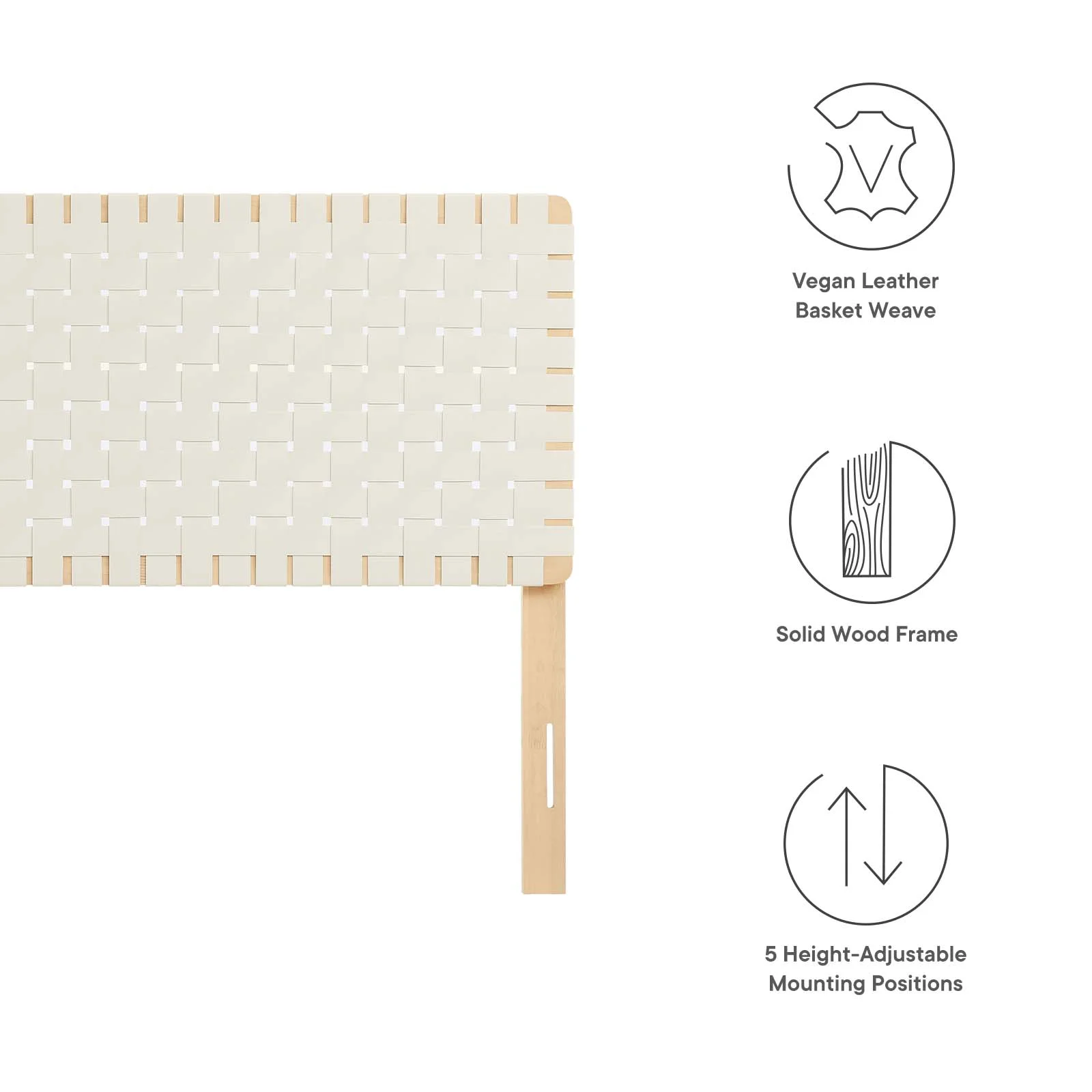 Modway Sparta Weave Queen Vegan Leather Headboard in Natural Beige