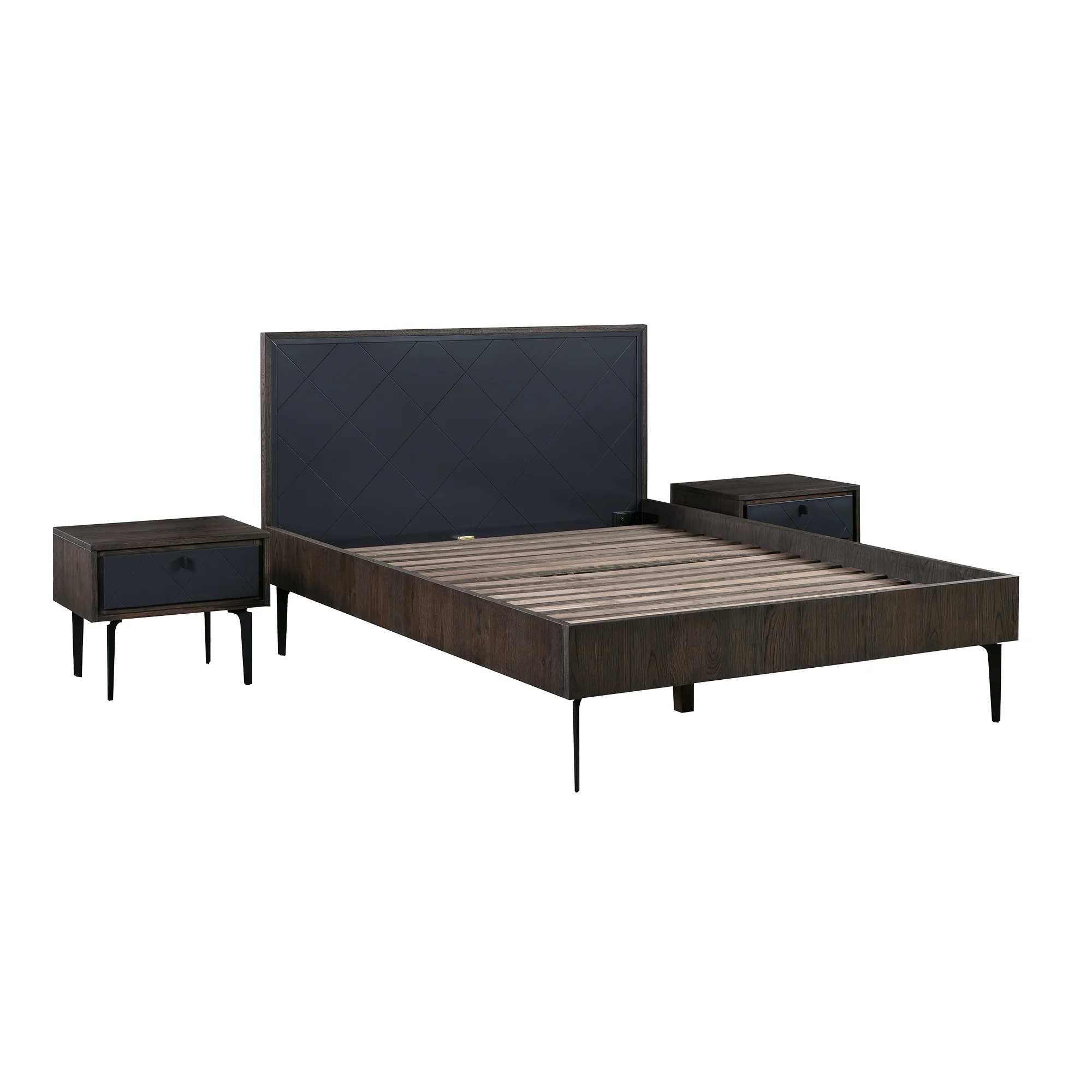 Armen Living Cross 3-Piece Modern Wood Queen Bedroom Set in Dark Gray/Black