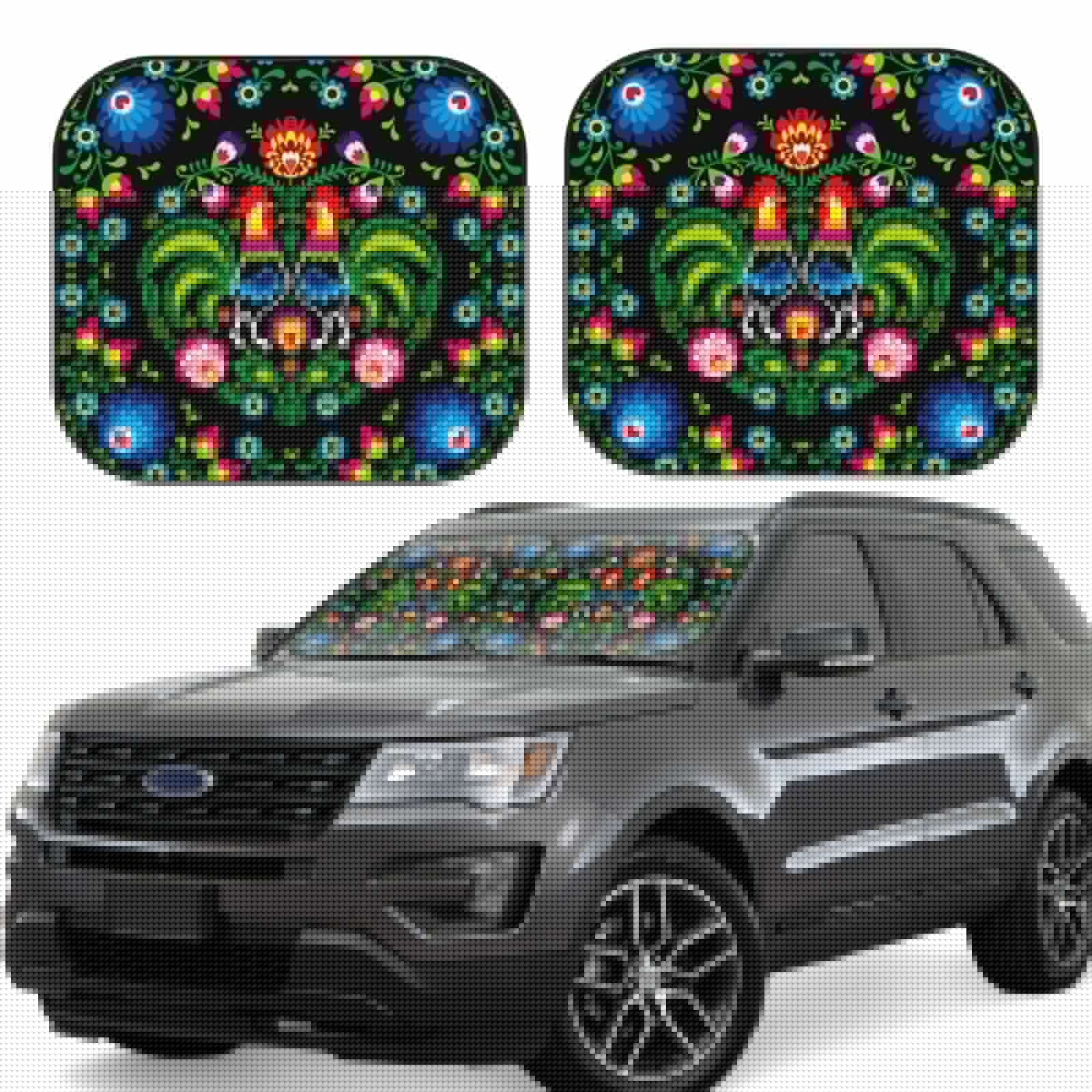Lukts Roosters And Flowers Print 2 Piece Car Sun Shade Windshield,Foldable Car Shade Front Windshield With Keeps Your Vehicle Cool, For Most Sedans Suv And Trucks - Small