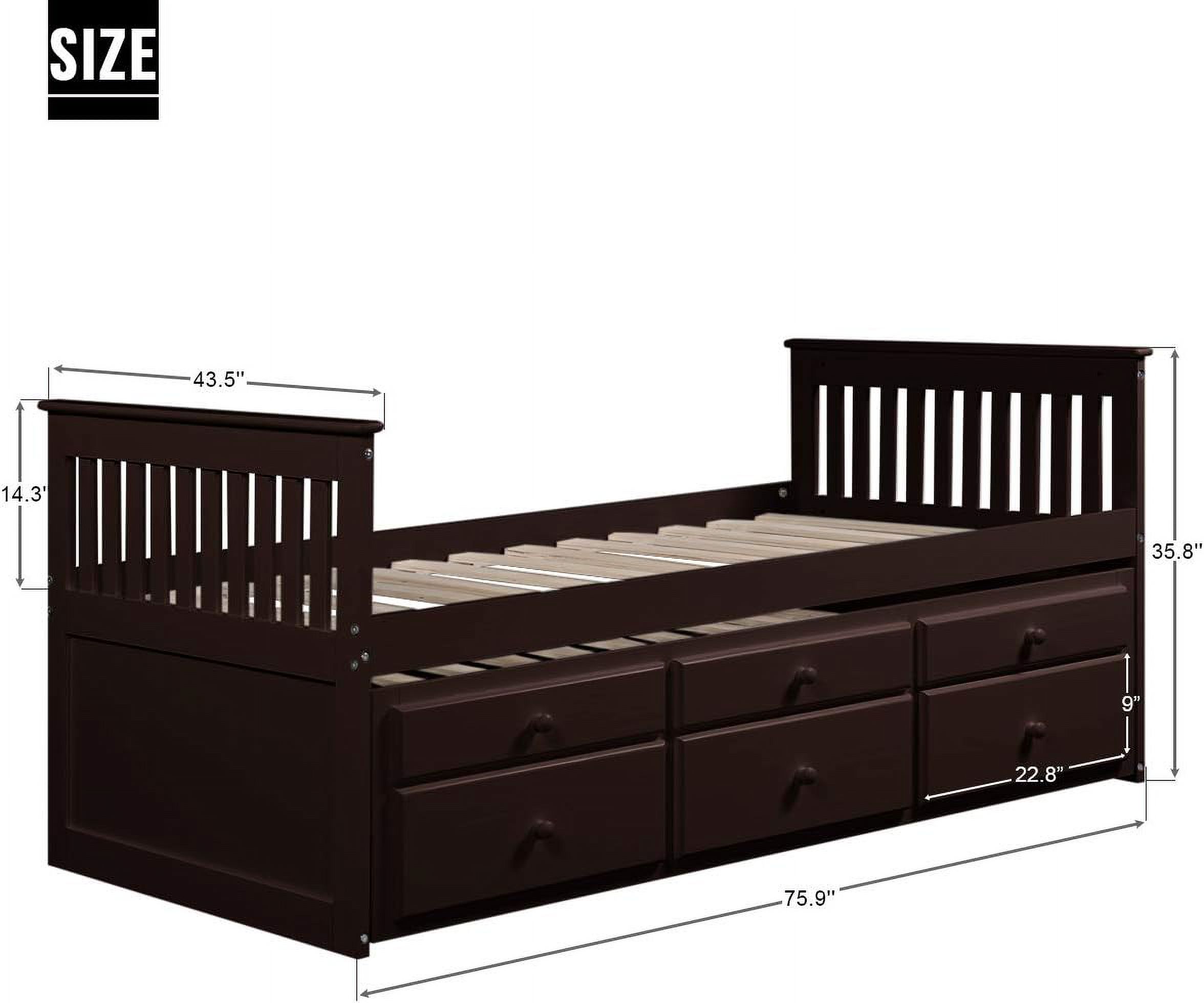 Daybed With Trundle And Storage Drawers - Captain's Bed Storage Daybed For Kids Teens