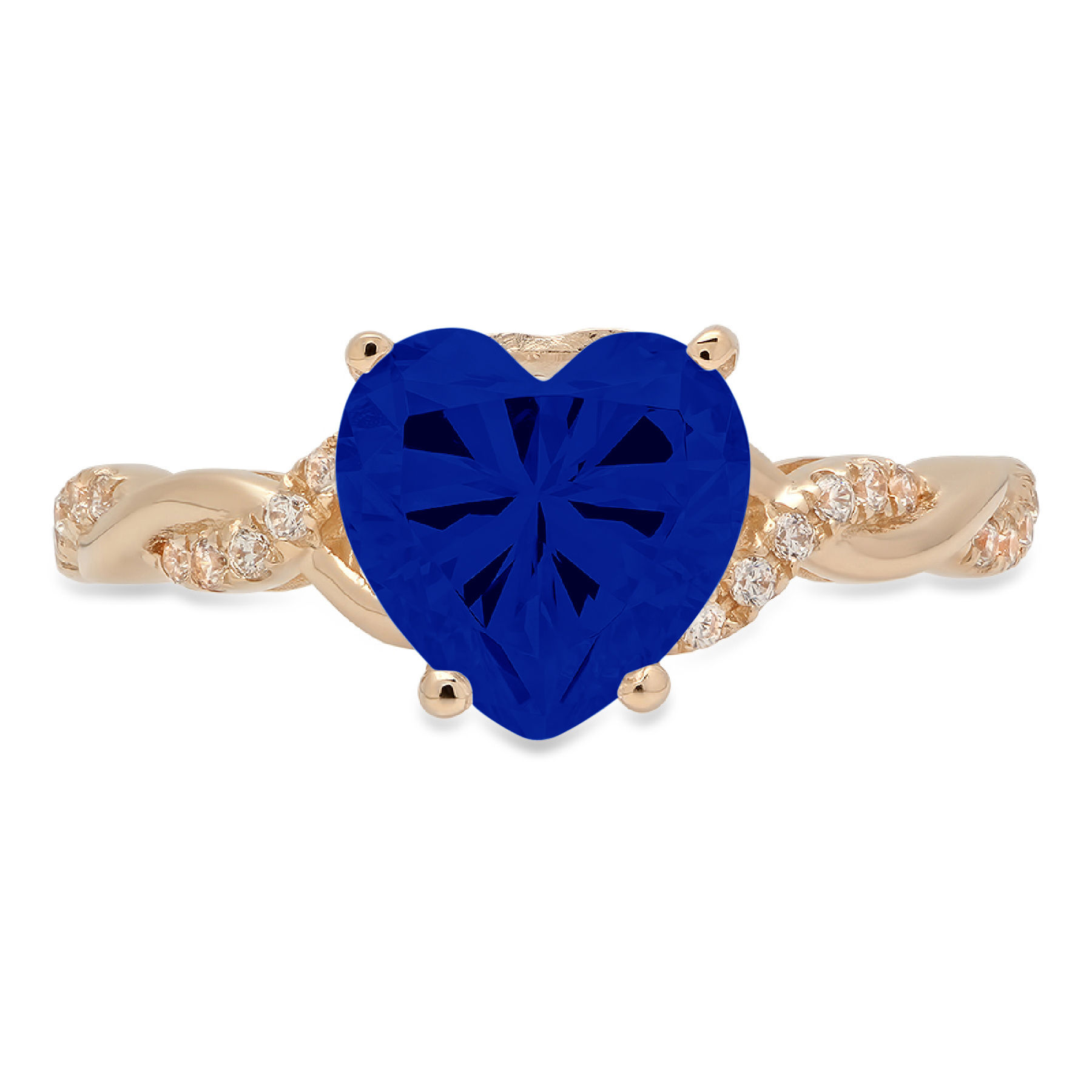 2.1ct heart cut simulated blue sapphire 18k yellow gold anniversary engagement ring size 10.5