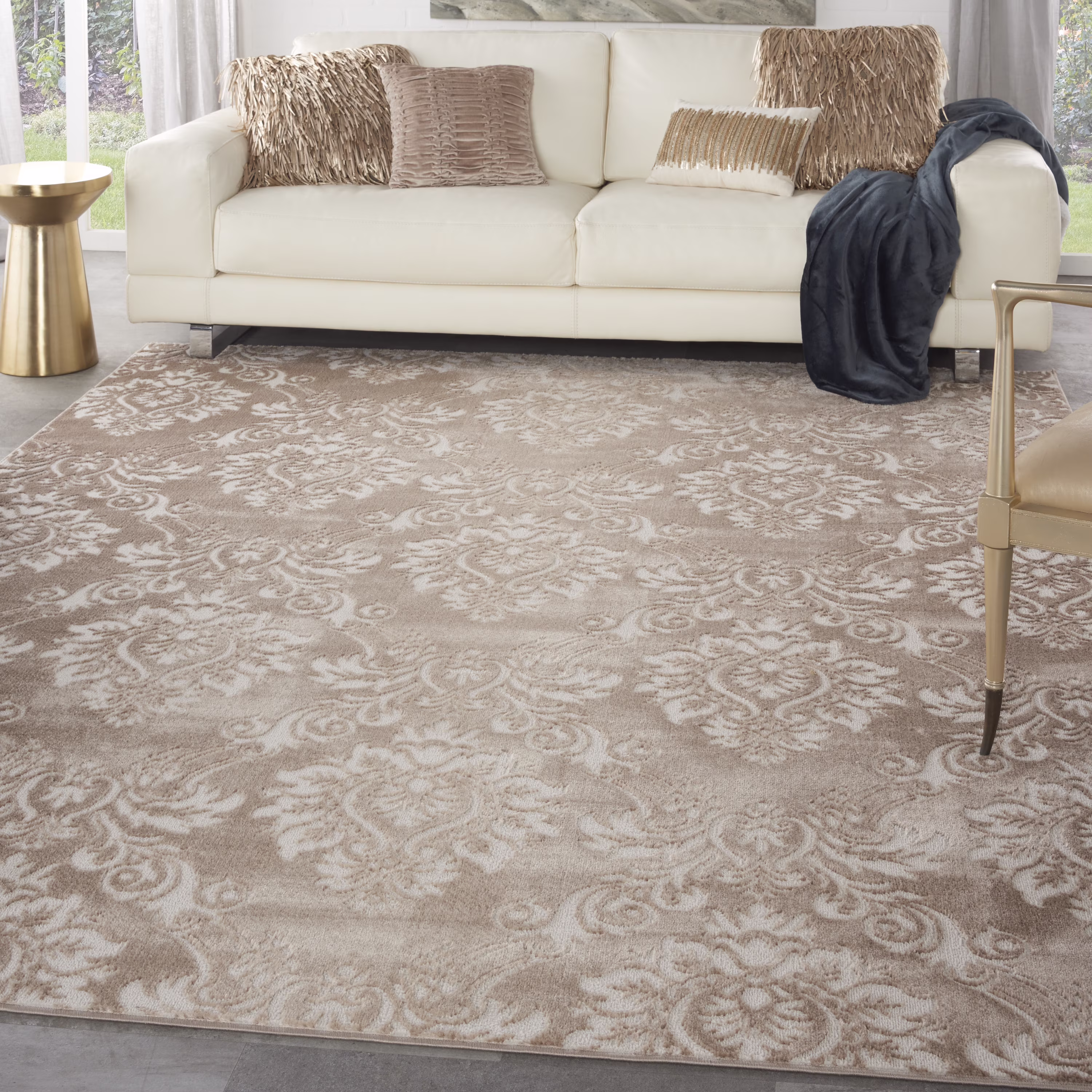 Nourison Elation Damask Ivory Mocha 7'10