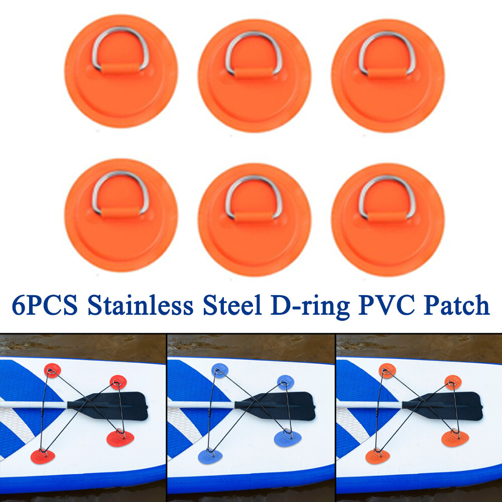 ALLTIMES 6PCS Stainless Steel D-ring PVC Pad Patch for Inflatable Boat Canoes Kayak Surfboards