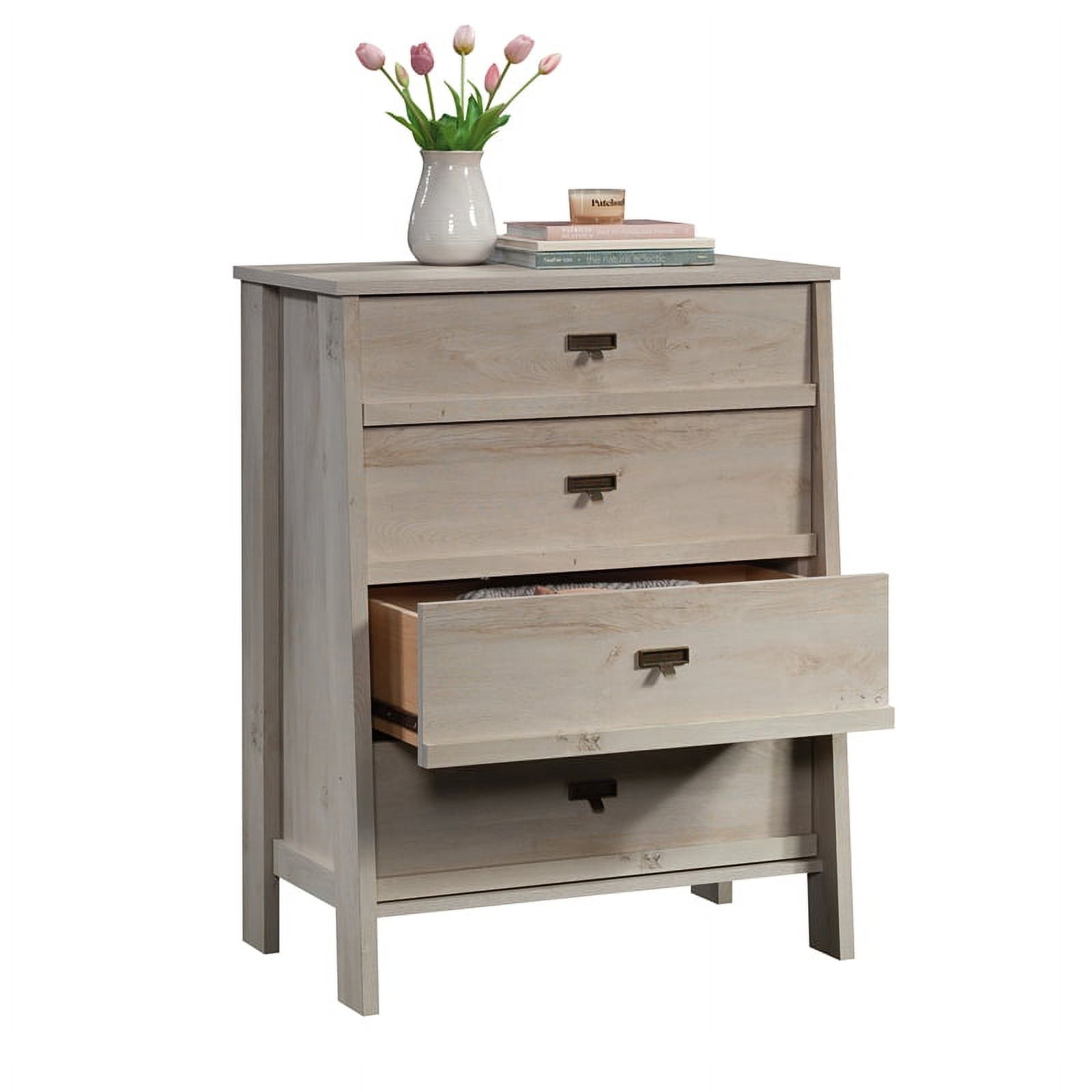 Sauder Trestle 4-Drawer Bedroom Dresser in Chalked Dressernut, Chalked Chestnut Finish
