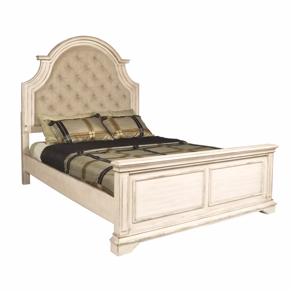 New Classic Anastasia 4-Piece Wood Cal King Bedroom Set with Chest in Ant White