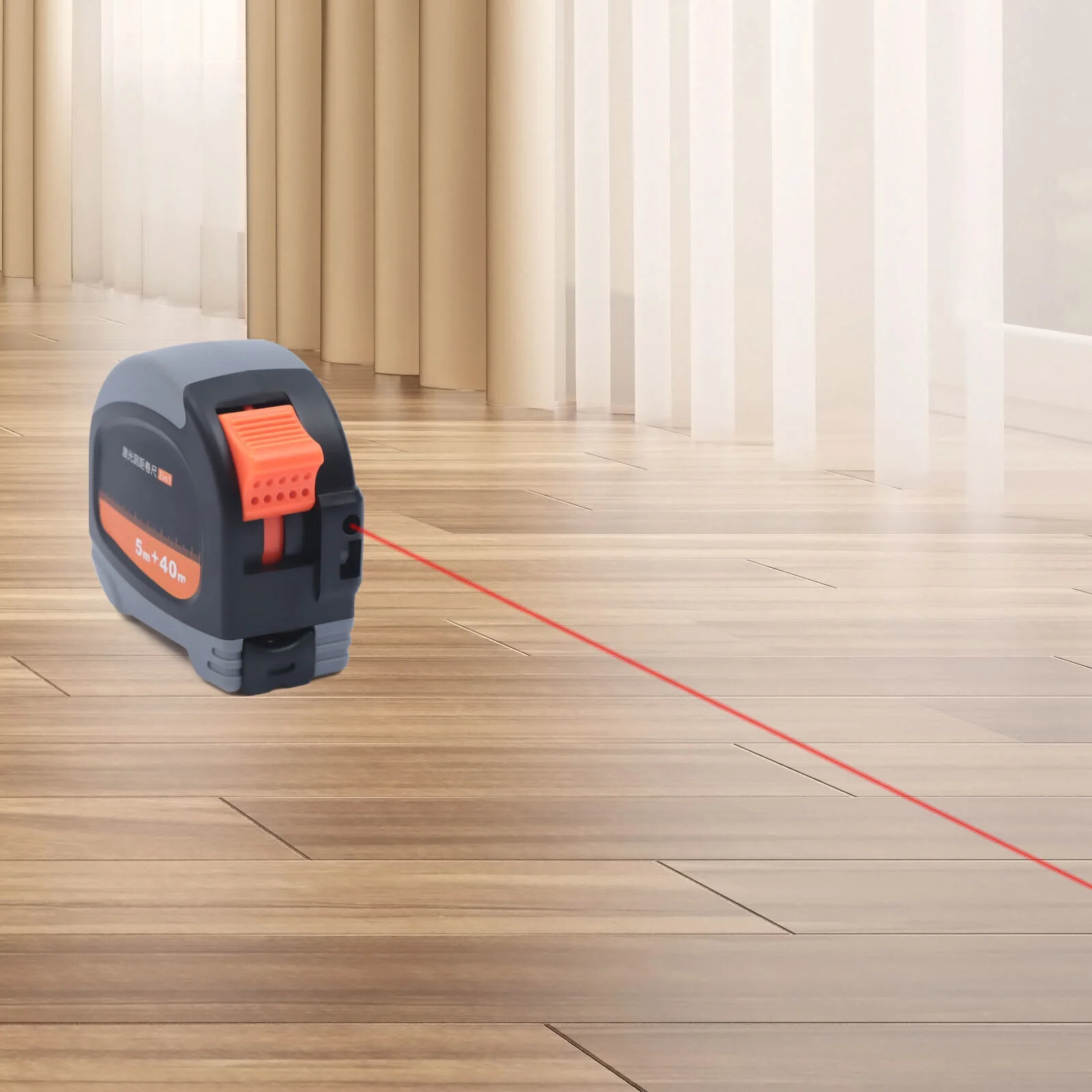 Infrared Tape Measure 2-in-1 Multifunctional Leve Long Distance Measuring with LCD Digital Display 16 Ft + 131 Ft