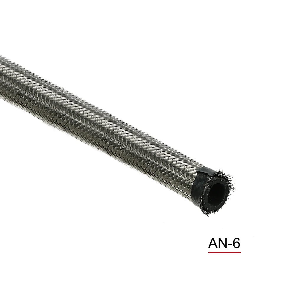 Carevas AN-6 AN6 Stainless Steel Braided Fuel Hose Oil Cooler Hose 2M
