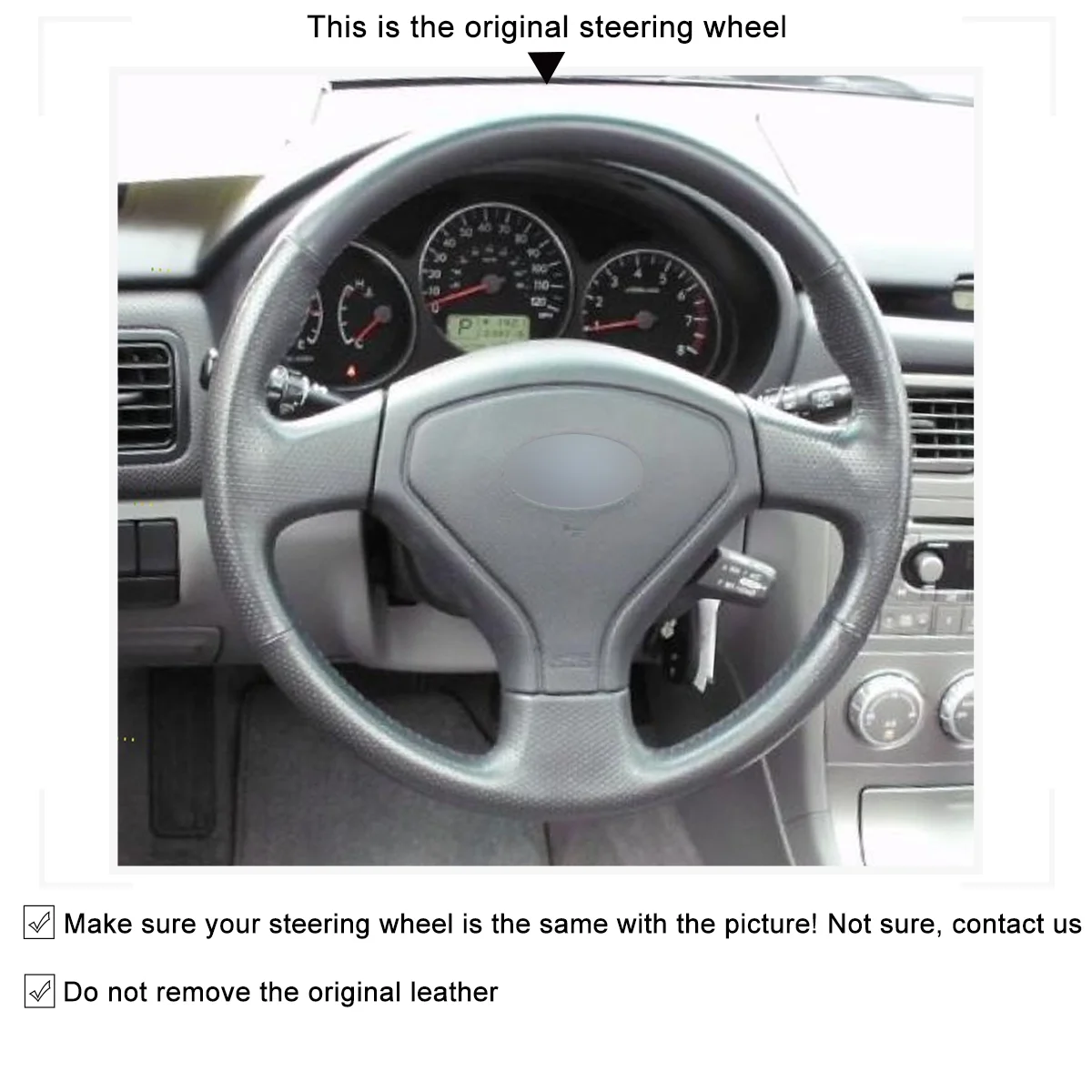 MEWANT Handsewing Black Suede Genuine Leather Steering Wheel Cover for Subaru Legacy 2005-2007 Outback 2005 2006 2007 Impreza WRX 2005-2007