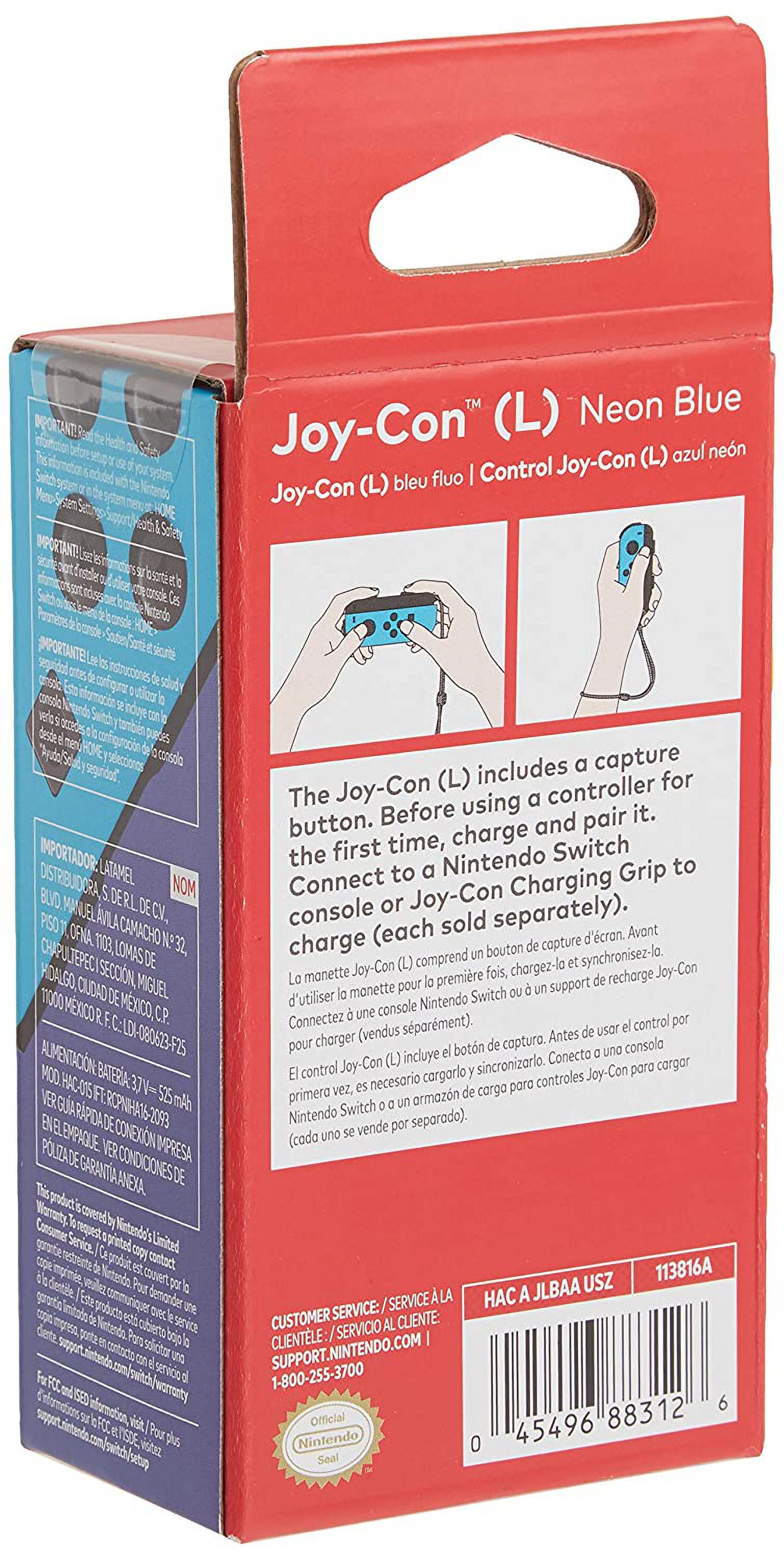 Pre-Owned Nintendo - Joy-Con (L) - Neon Blue With Cleaning Manual Kit Bolt Axtion Bundle (Refurbished: Like New)