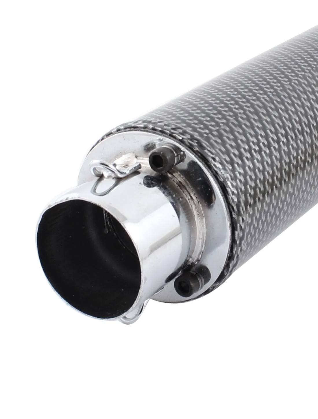 Unique Bargains Motorbike Check Pattern 50mm Inlet Dia 35cm Long Metal Exhaust Pipe Muffler