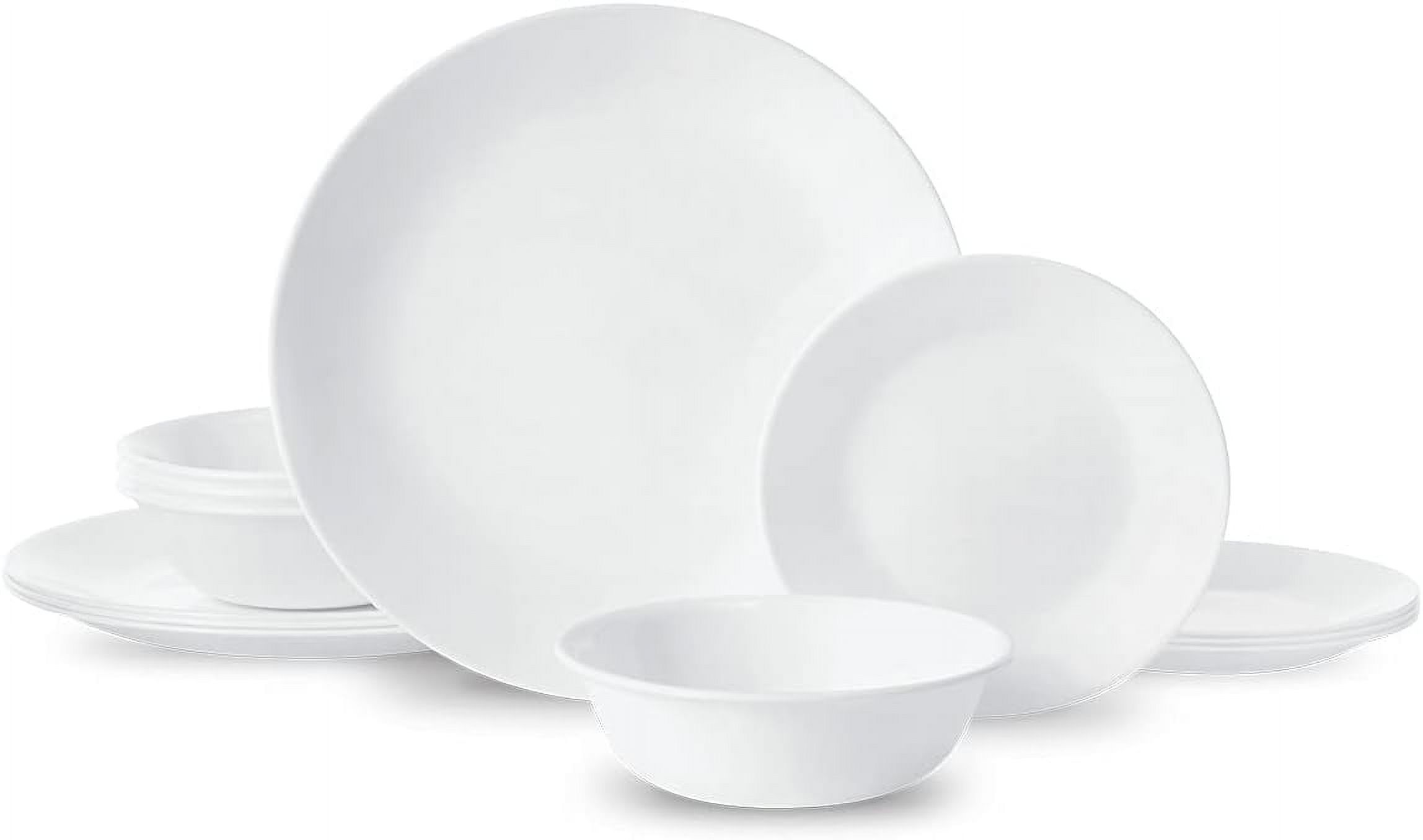 Livingware 12 Piece Dinnerware Set, Winter Frost White , Service For 4