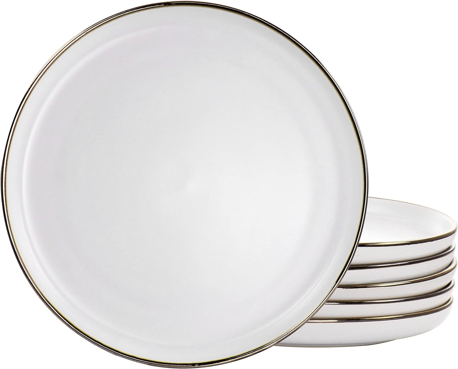 Arthur 6 Piece Stoneware Dinner Plate Set In Matt White With Rim