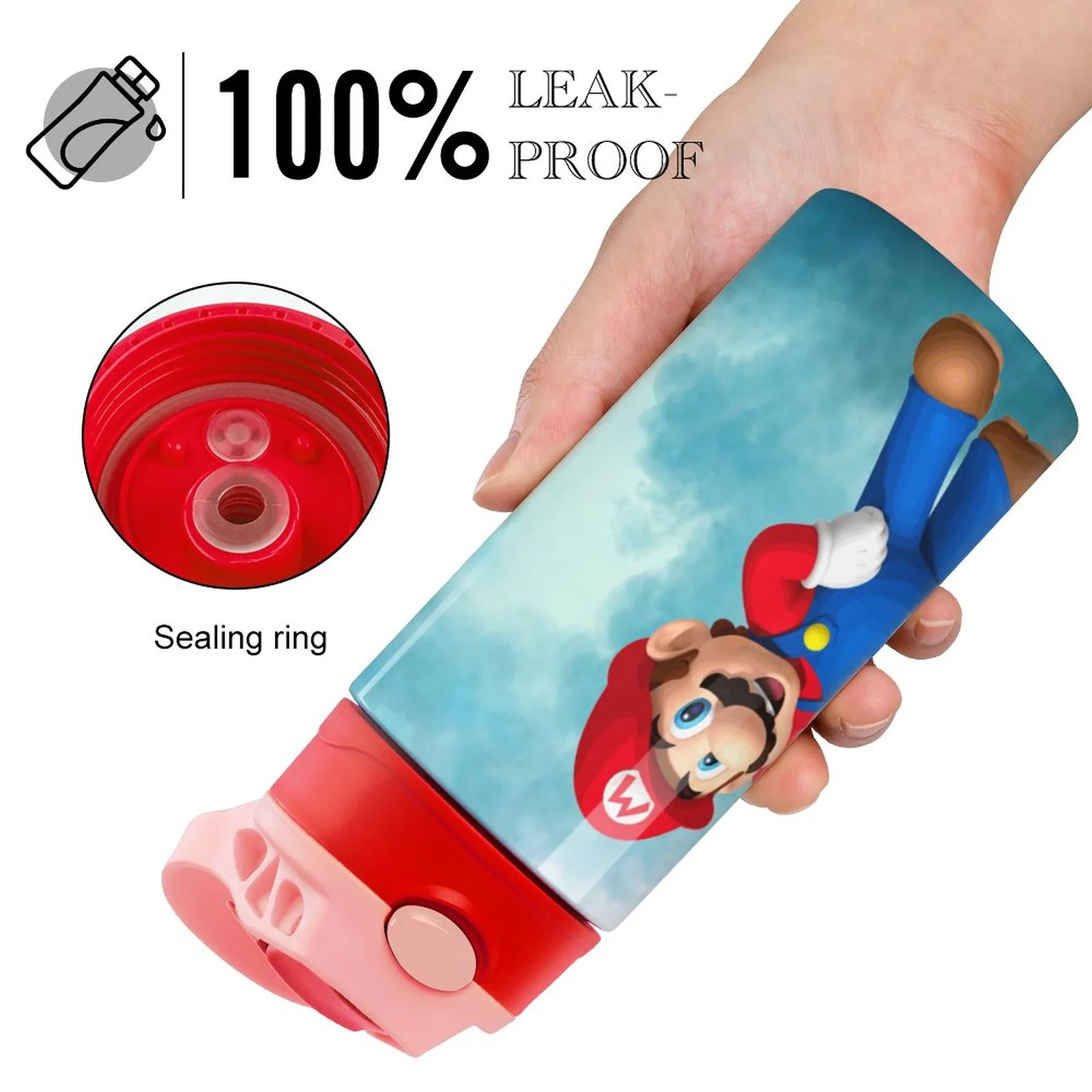 Super Mario Kid's Insulated Water Bottle With Straw Vacuum Stainless Steel Cup Leak-Proof Children Toddler Thermoses