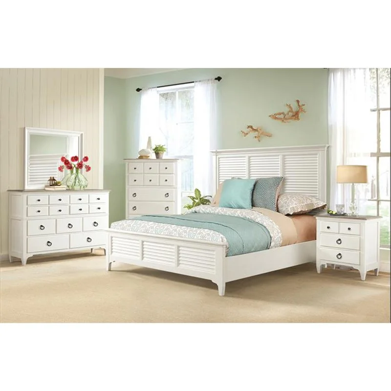 Riverside Furniture Myra King Panel Bed in Paperwhite