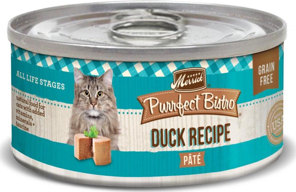 Merrick Purrfect Bistro Grain Free Wet Cat Food Duck Recipe Pate 5.5oz, case of 24