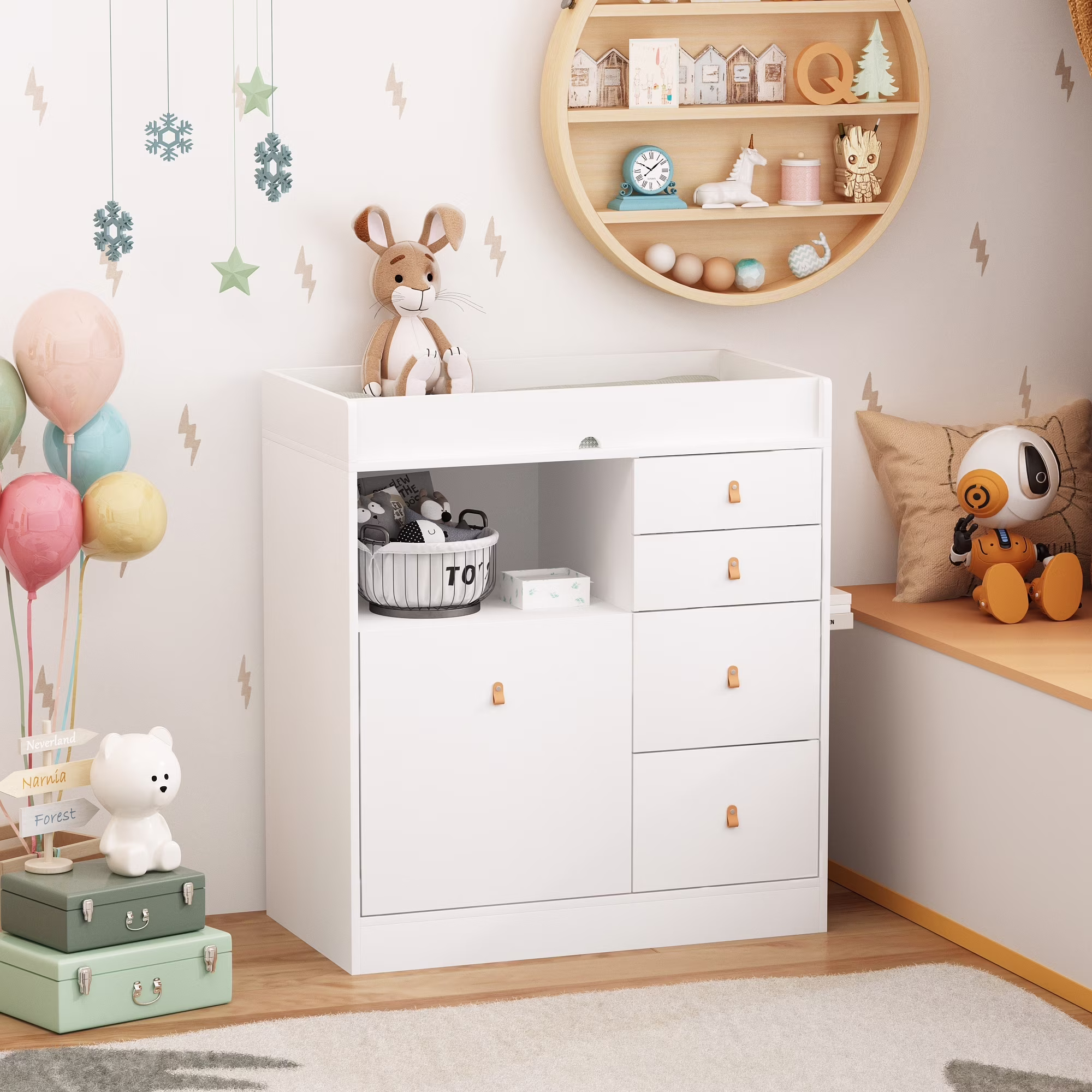 Modern Wooden Changing Dresser - Durable Construction, Baby Dresser