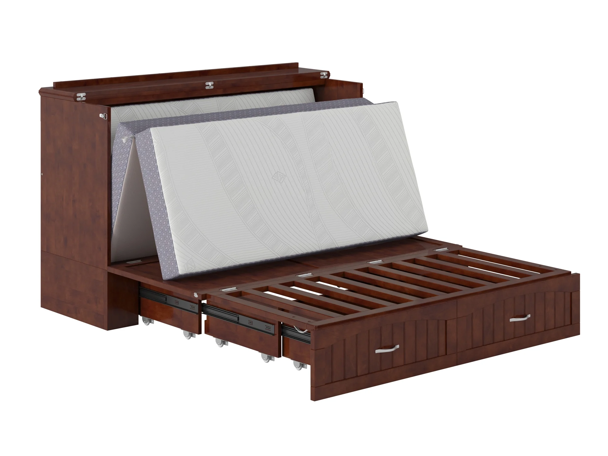 Southampton Murphy Bed Chest Queen Walnut with Charging Station