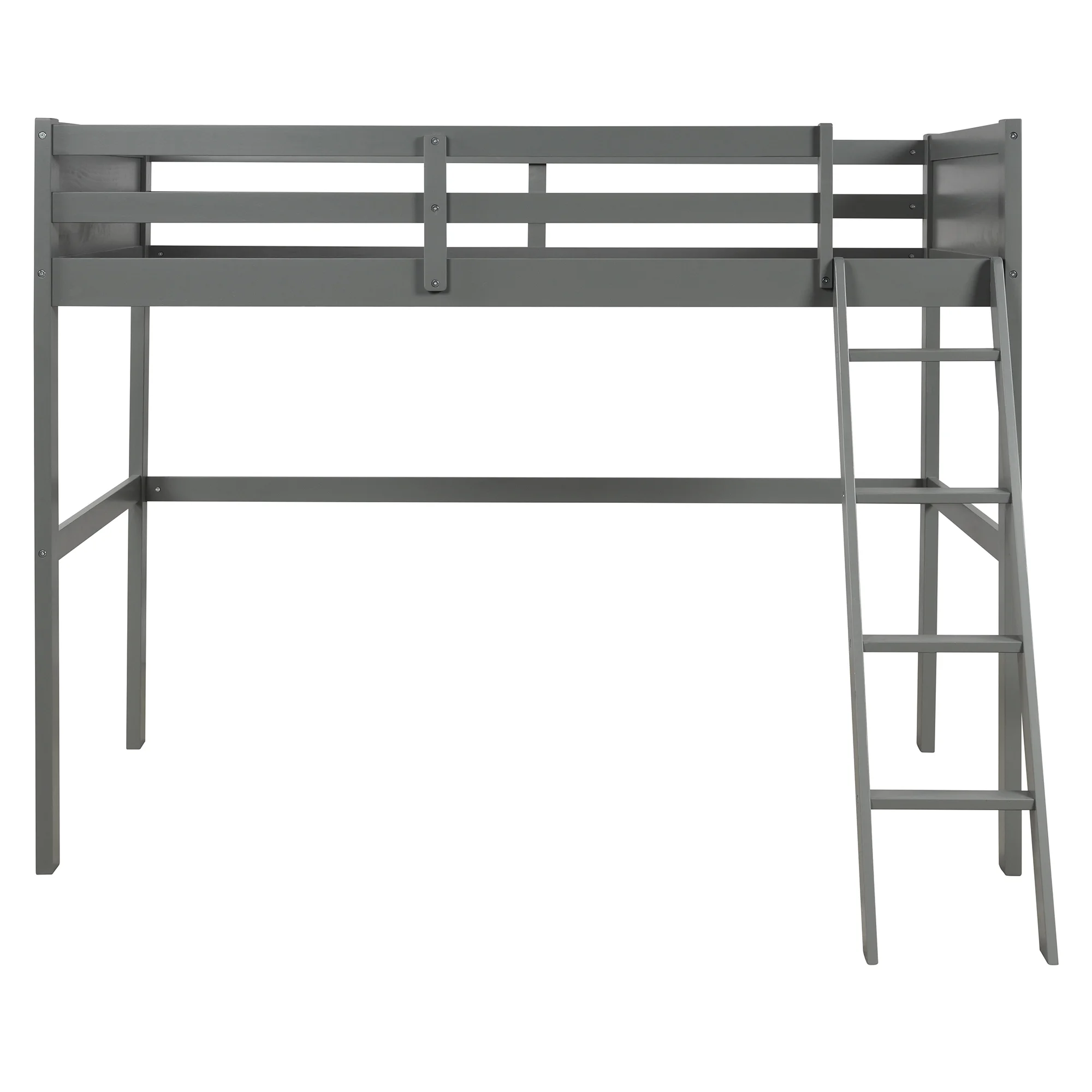 ikayaa Twin over Full Loft Bed with Cabinet, Gray