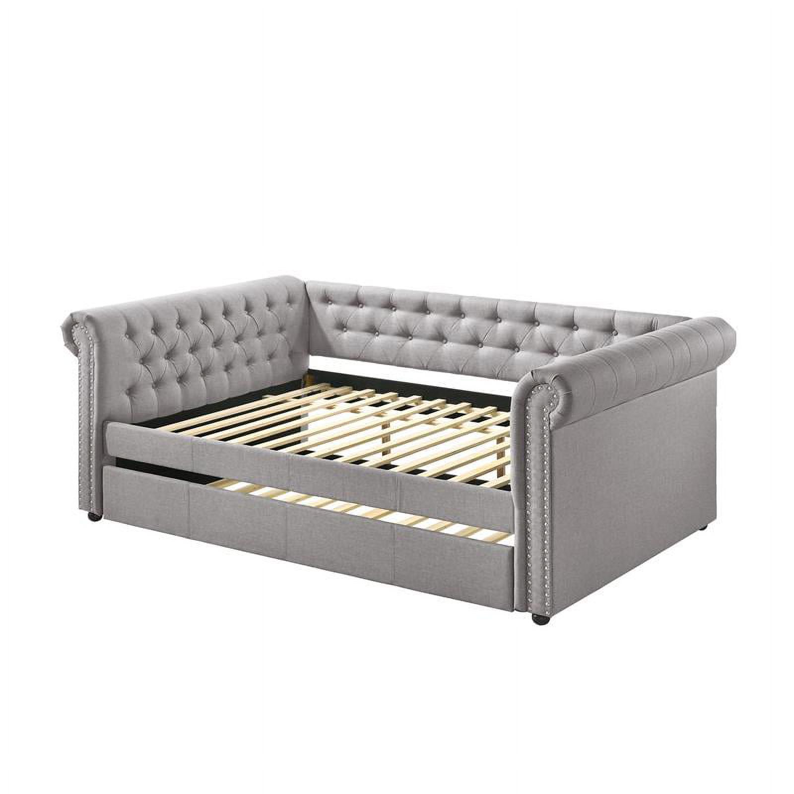 Bowery Hill Full Daybed and Twin Trundle in Smoke Gray Fabric