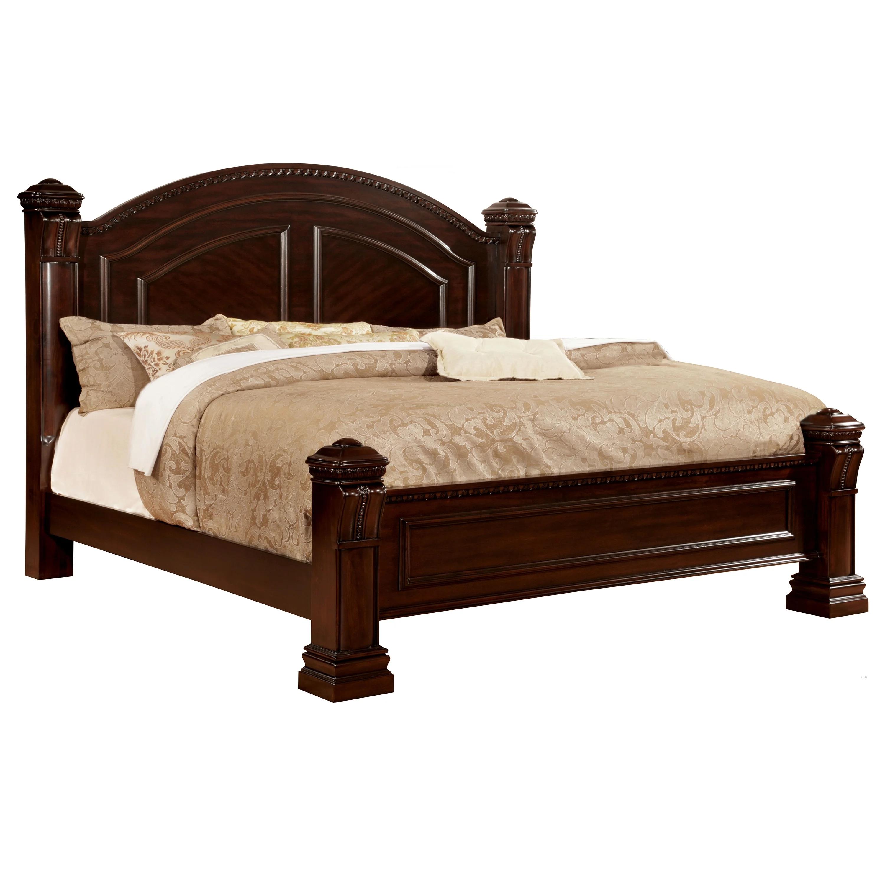 Furniture of America Oulette 3-Piece Solid Wood Bedroom Set in Cherry Finish, Eastern King