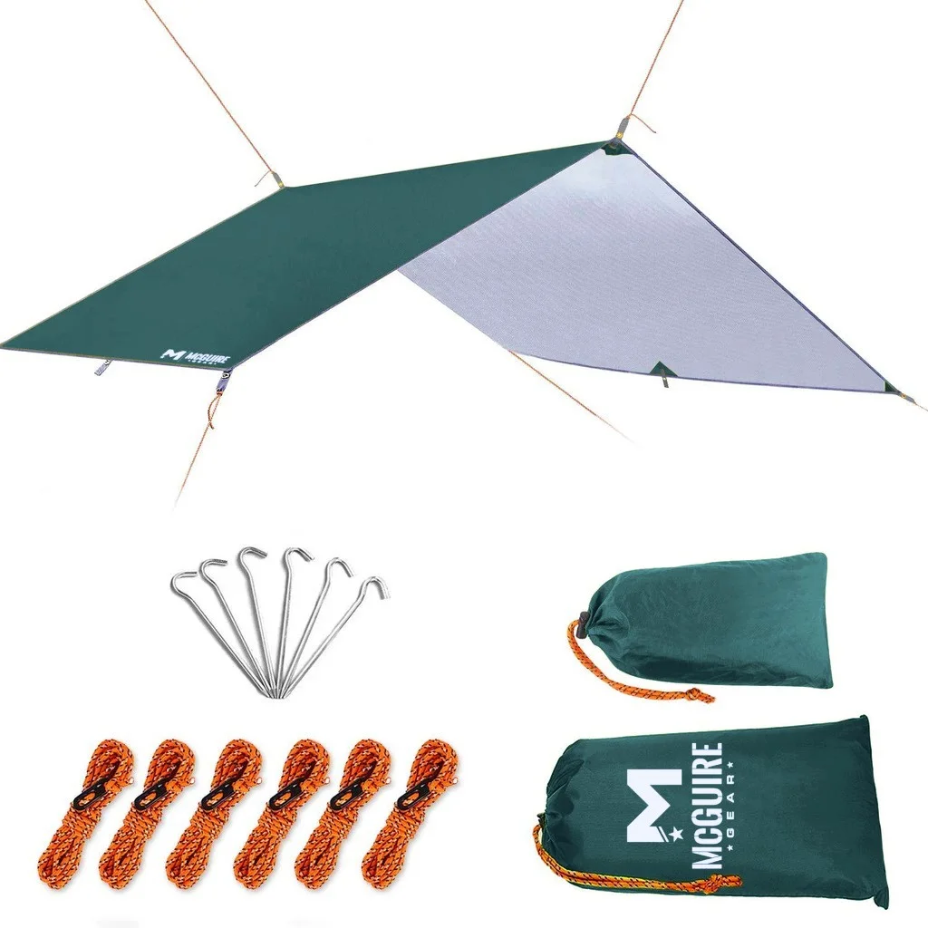 Rain Fly Tent, with Tent Stakes, Carrying Bag Fast & Easy Setup, Ripstop, Olive Drab