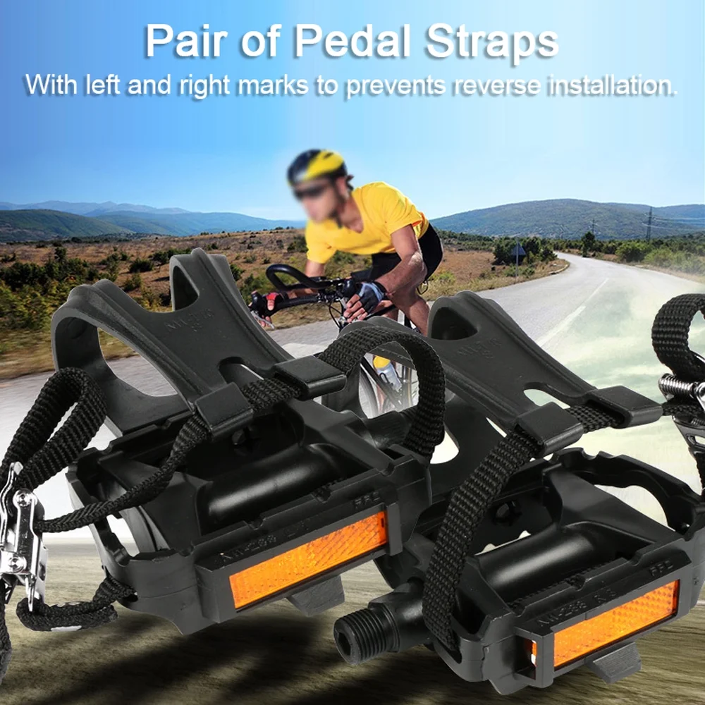 walmeck NonSlip Pedal Straps MTB Road Bike Pedals Bearing Pedal Binding Band Pedals Belt Cycling Accessory