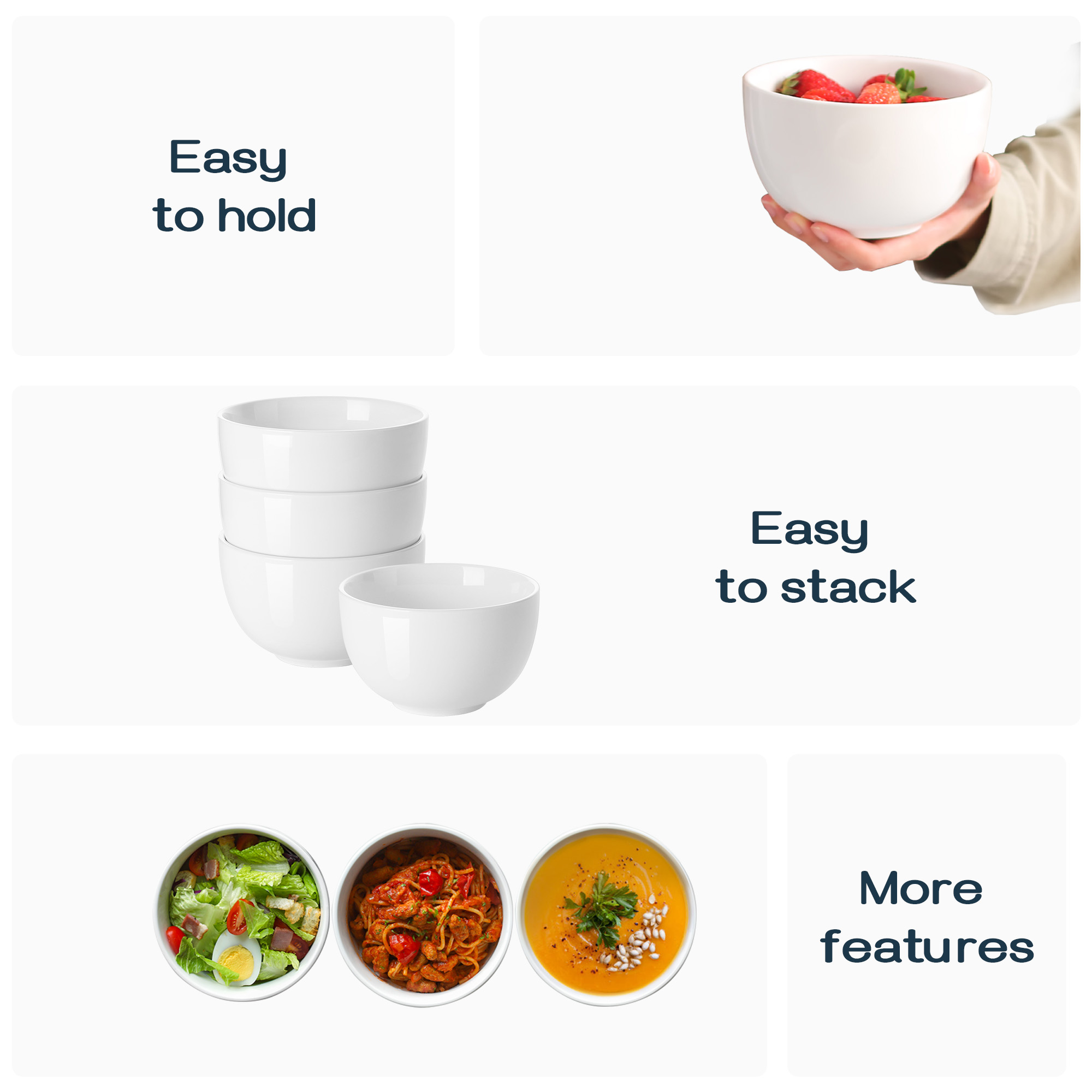 Dowan 5.8″ Soup Bowl Set of 4 With Sponge