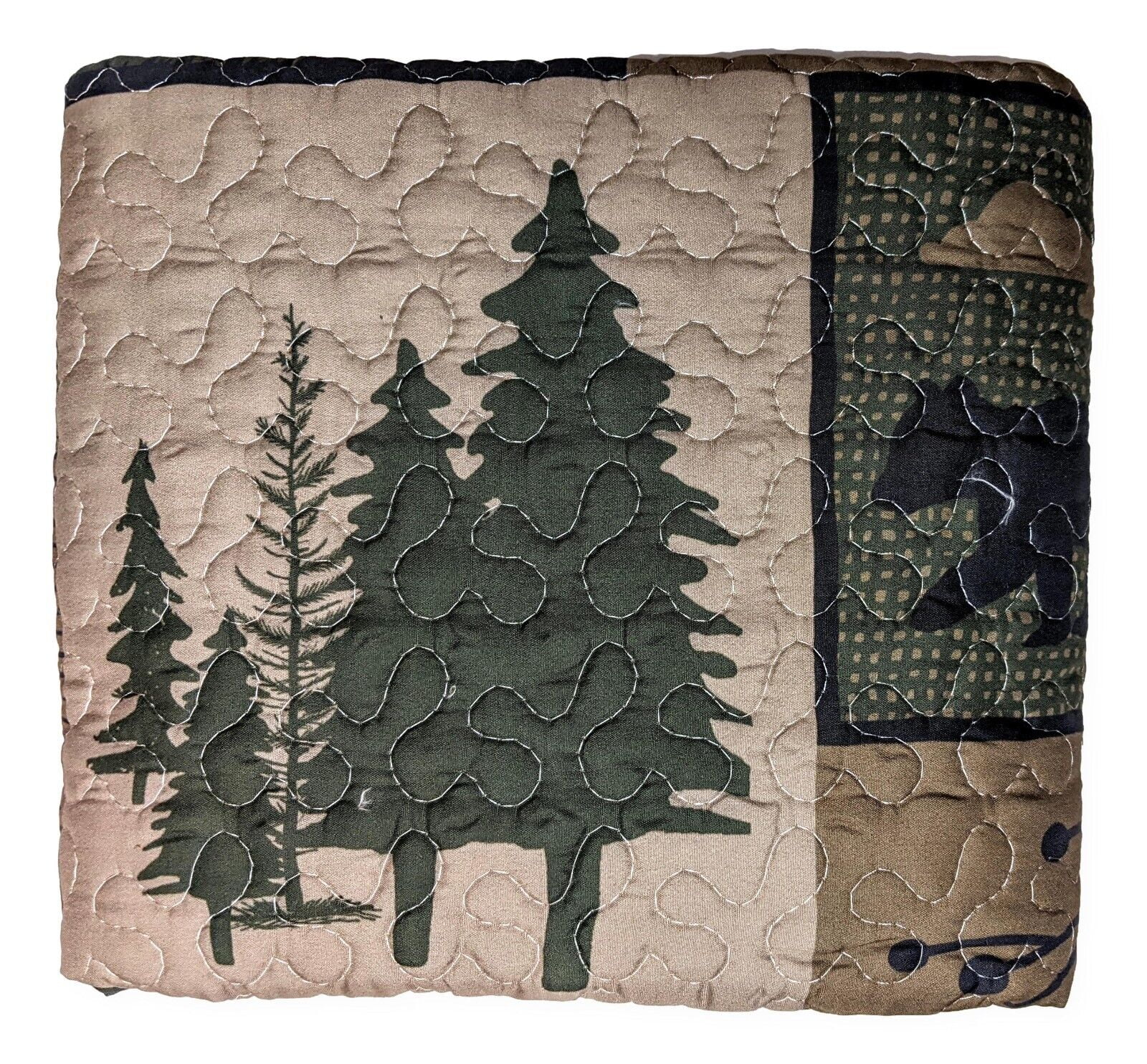 De Leon Collections 62072 60 x 50 in. Bear Camp Woodland Patchwork Decorative Throw Quilt Blanket, Multi Color