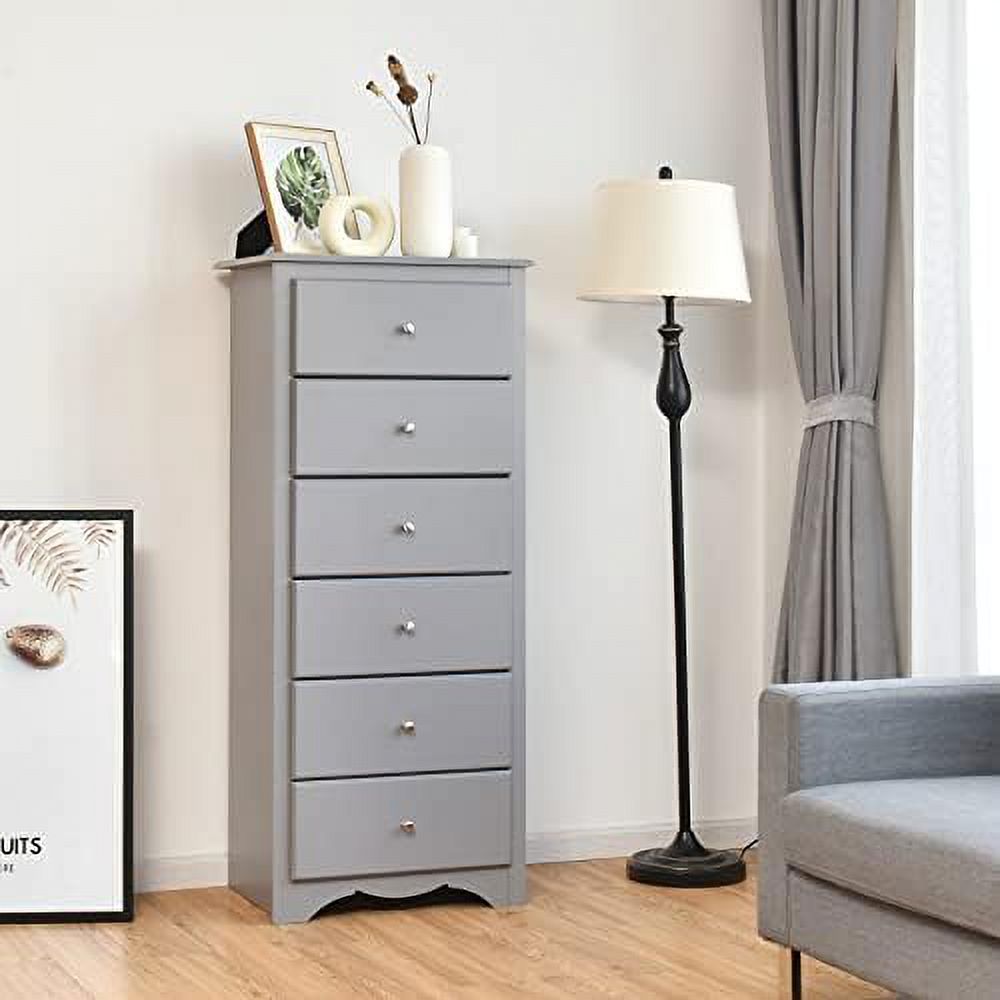 NLIBOOMLife 6 Drawer Dresser  53.5\u2019\u2019 Chest of Drawers  Modern Closet Drawers with Metal Handles  Wood Dressers & Chests  Tall Dresser for Bedroom  Living Room  Hallway (Gray