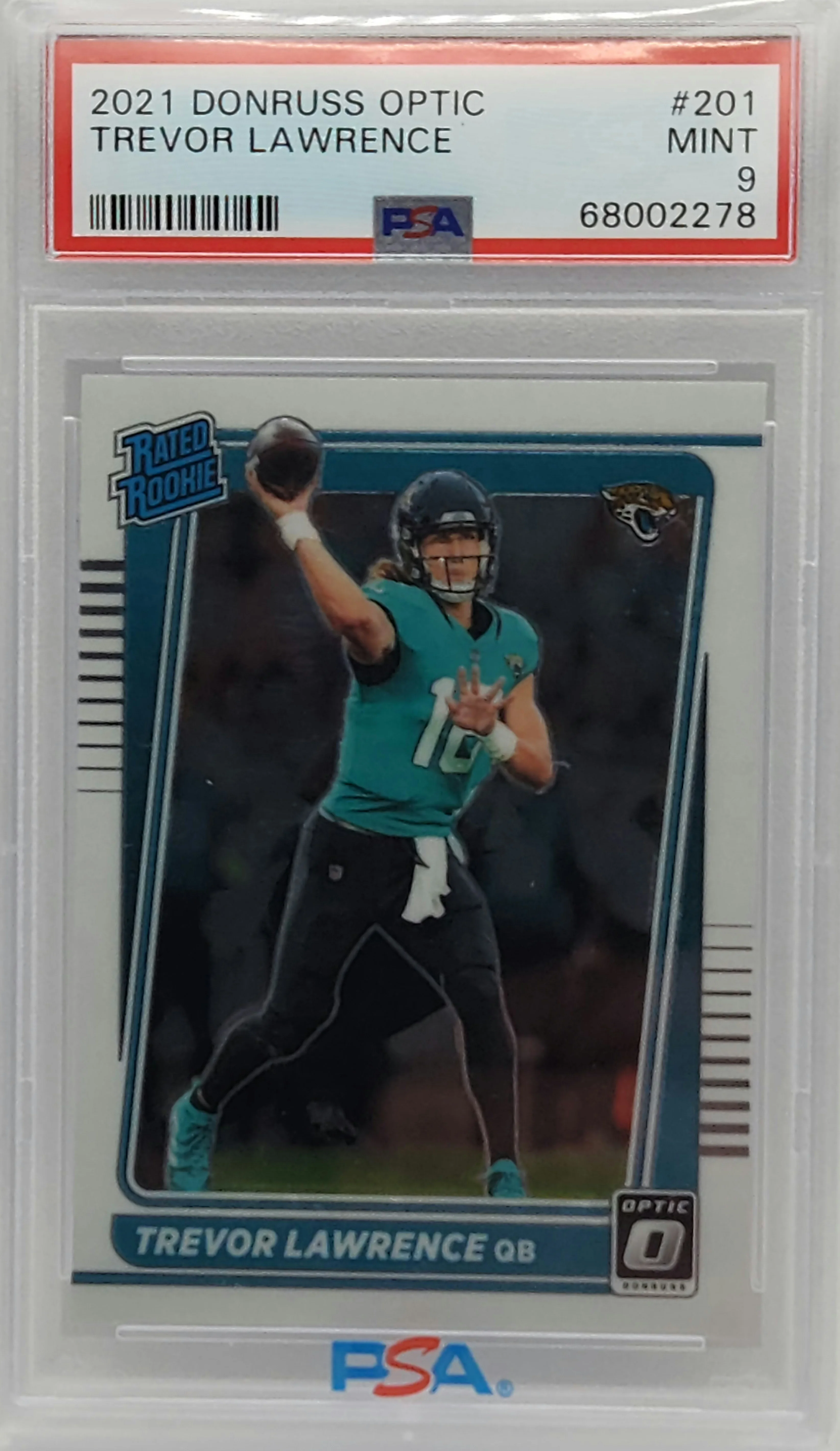 Trevor Lawrence Jaguars 2021 Panini Donruss Optic Rookie Card #201 PSA 9 Mint