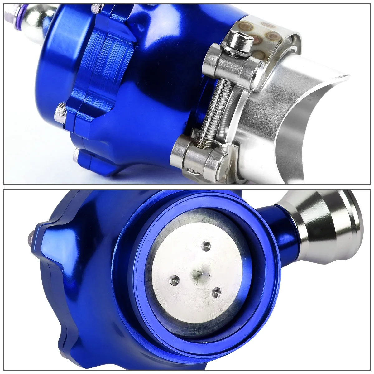 Universal Aluminum 50mm Turbo 35psi Boost Blow Off Valve+Trumpet+Flange+V-band Clamp (Blue)