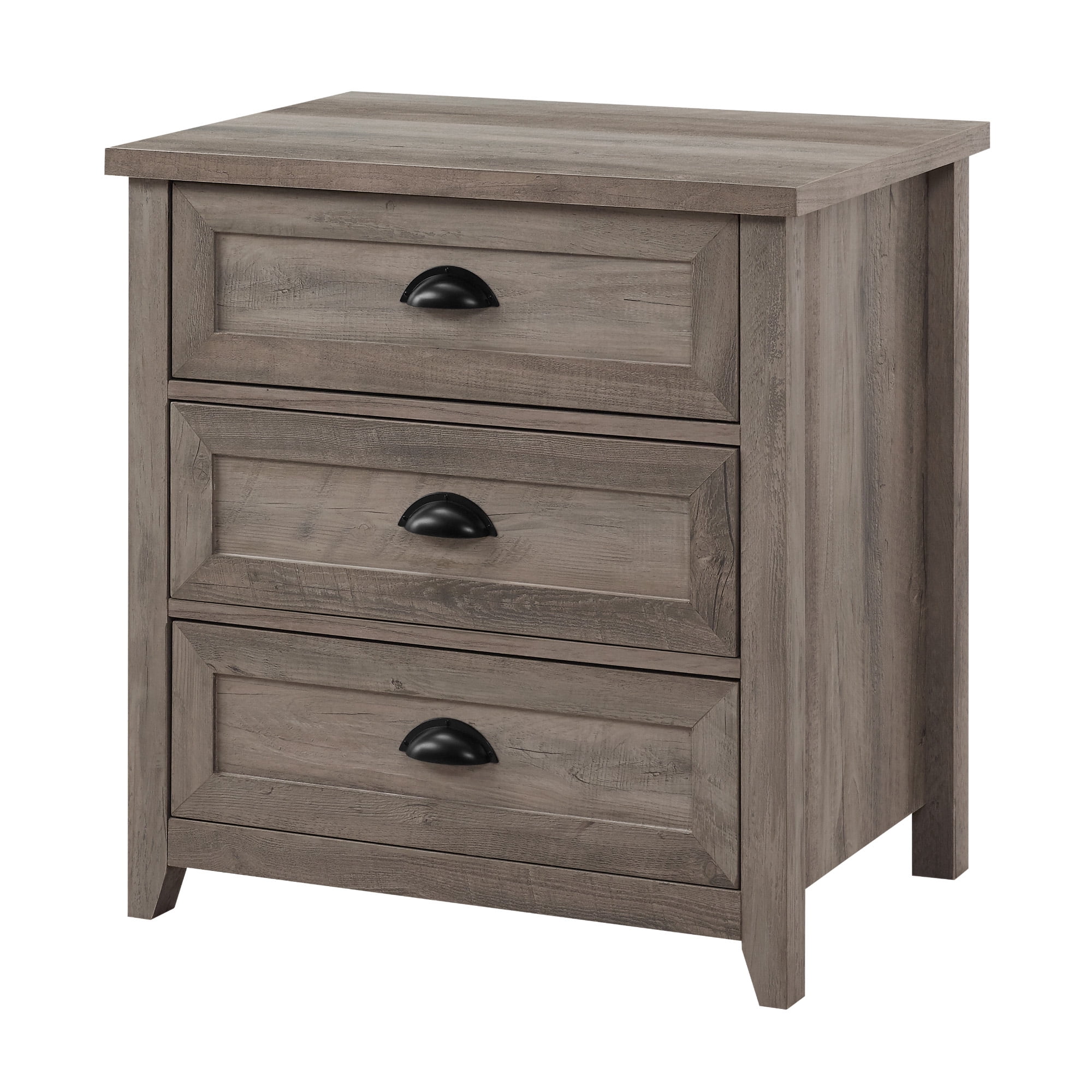 Walker Edison Farmhouse 3 Drawer Nightstand, Grey Wash