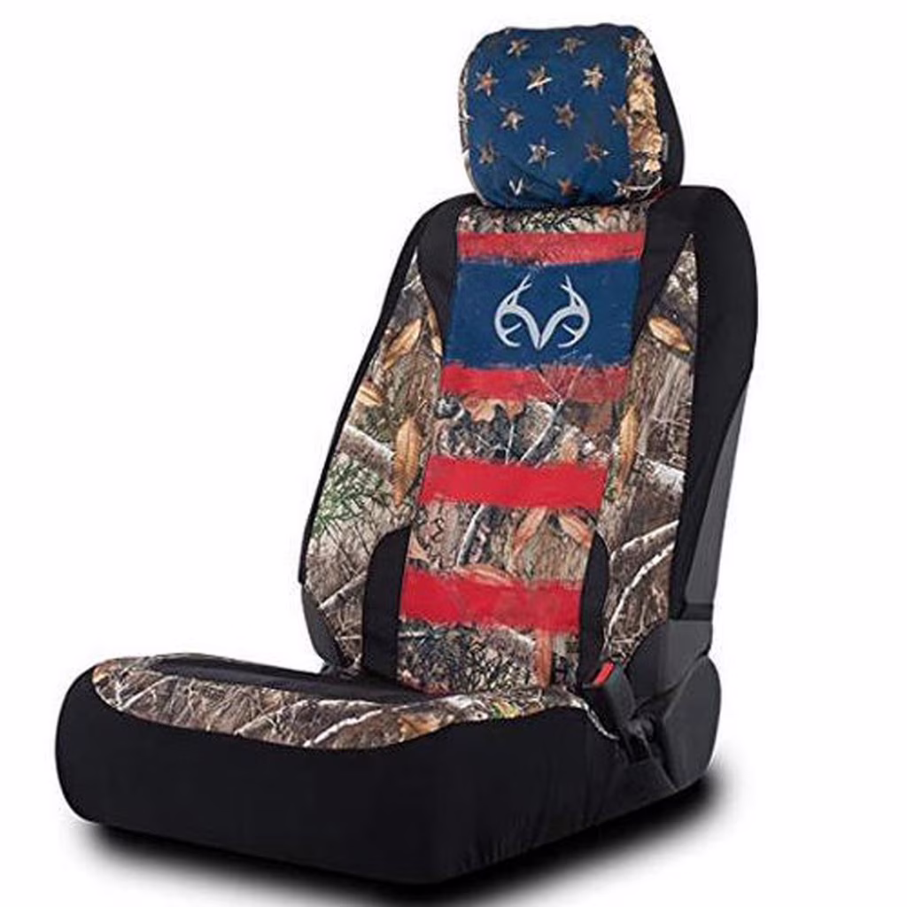 Realtree Universal Low Back Edge Camo Americana Seat Cover for Trucks, Cars and SUVs | Single